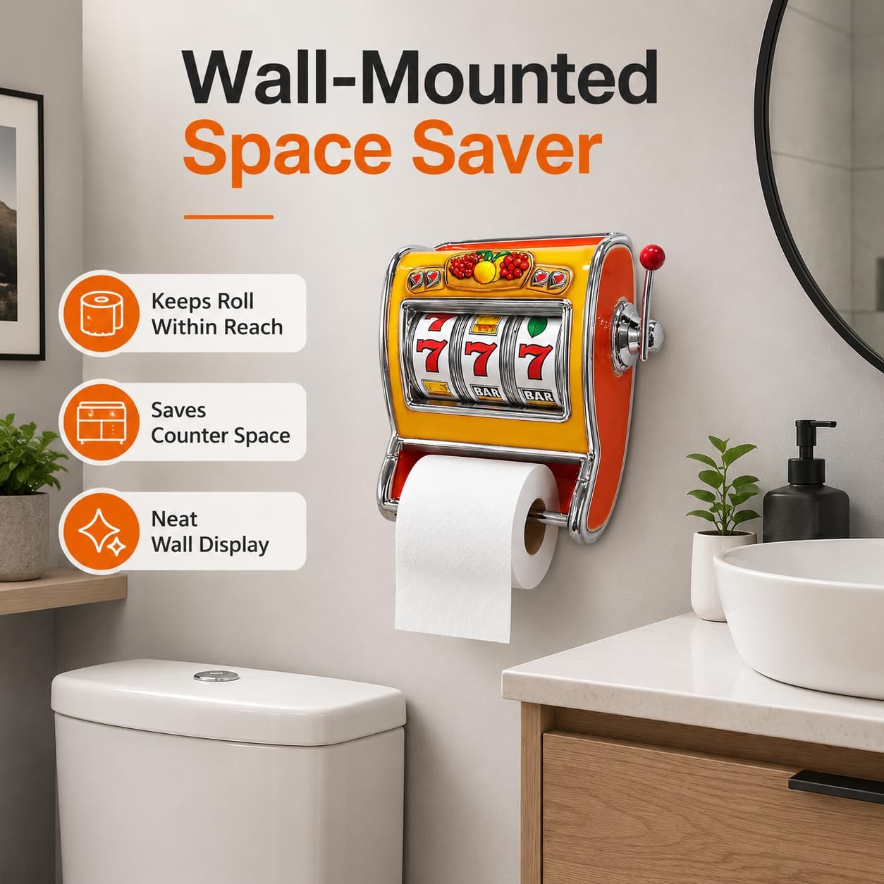 Slot Machine Toilet Paper Holder Wall Mounted Novelty image 4