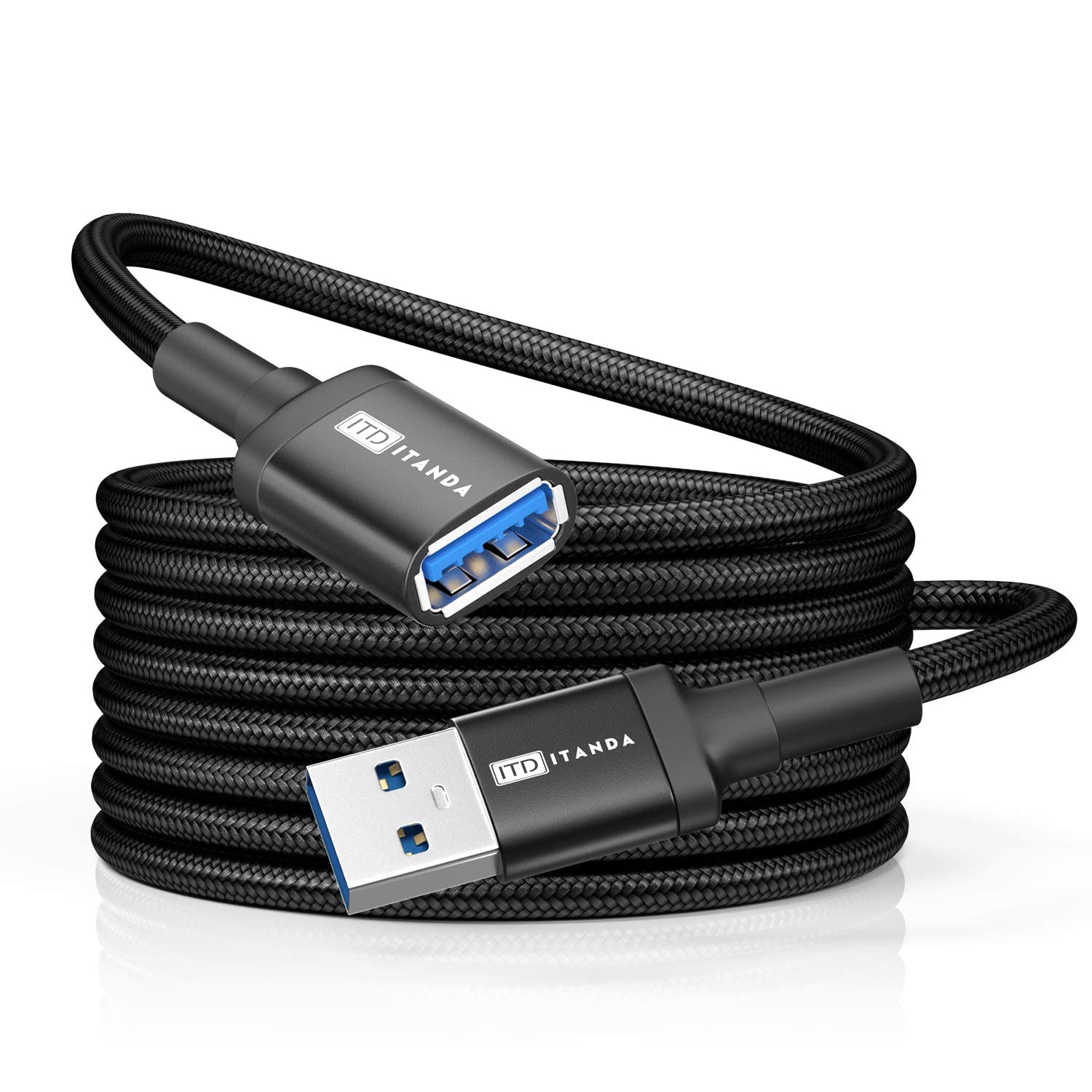 Cable de extensión USB 3.0 de 10 pies tipo A macho a hembra, color negro | Transferencia de datos de 5 Gbps para teclado, mouse, PlayStation, Xbox, unidad flash, impresora, cámara y más