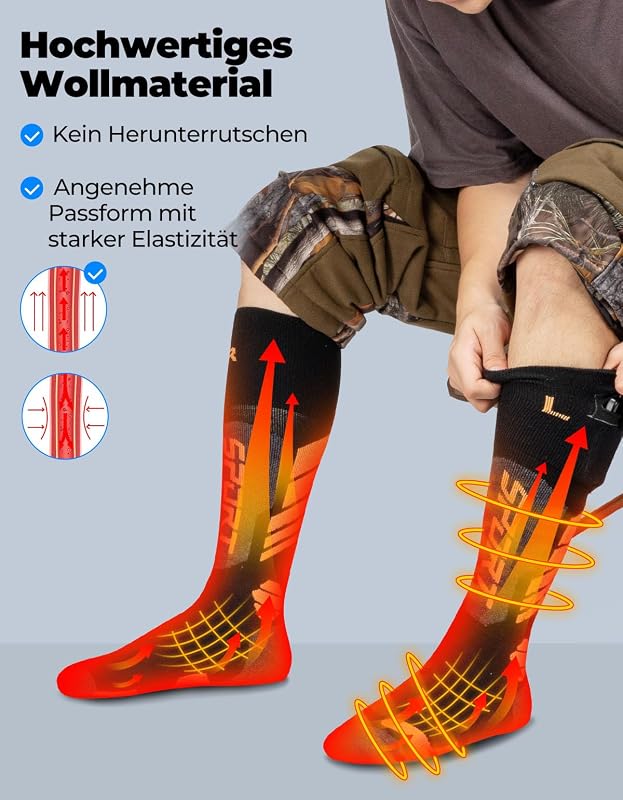 KEMIMOTO Fűthető Zokni Férfi Női Unisex, Applikációs Vezérlés, Gyapjú Meleg Zokni Kerékpározás Síelés Horgászat Vadászat