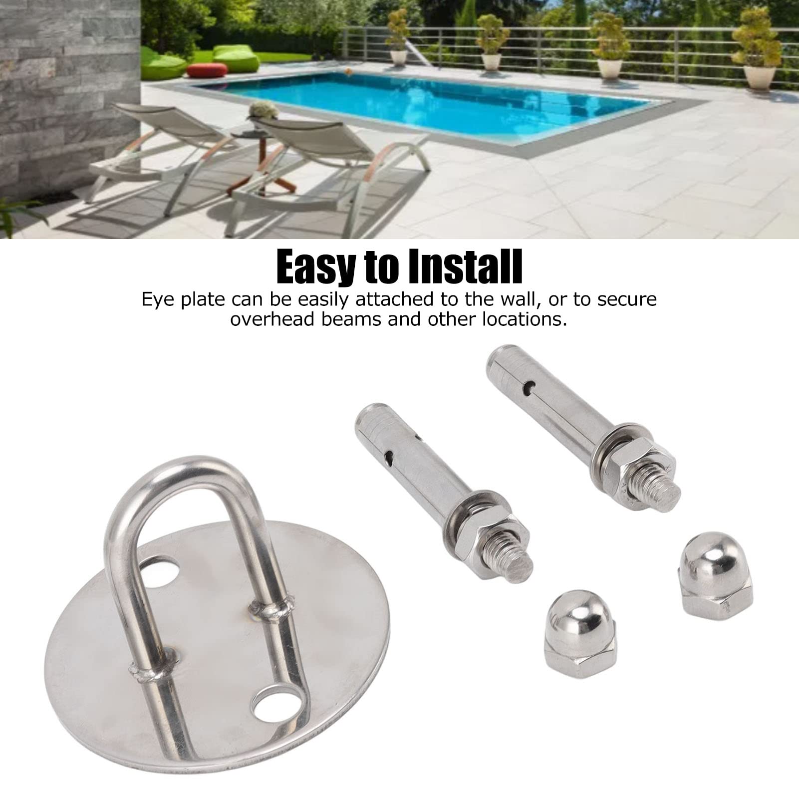 Stainless Steel Ceiling Hooks, Heavy Duty Swing Hanger Swing Ceiling Hook Snap Screw Heavy Duty Eye Plate U Hooks for Swing Chairs Hanging