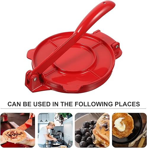 Miniatura 5 de UPKOCH Comales Para Tortillas Prensa, 6.5 pulgadas de harina de maíz, máquina de prensa de tortilla, rojo, ideal para Roti, pizza, albóndigas