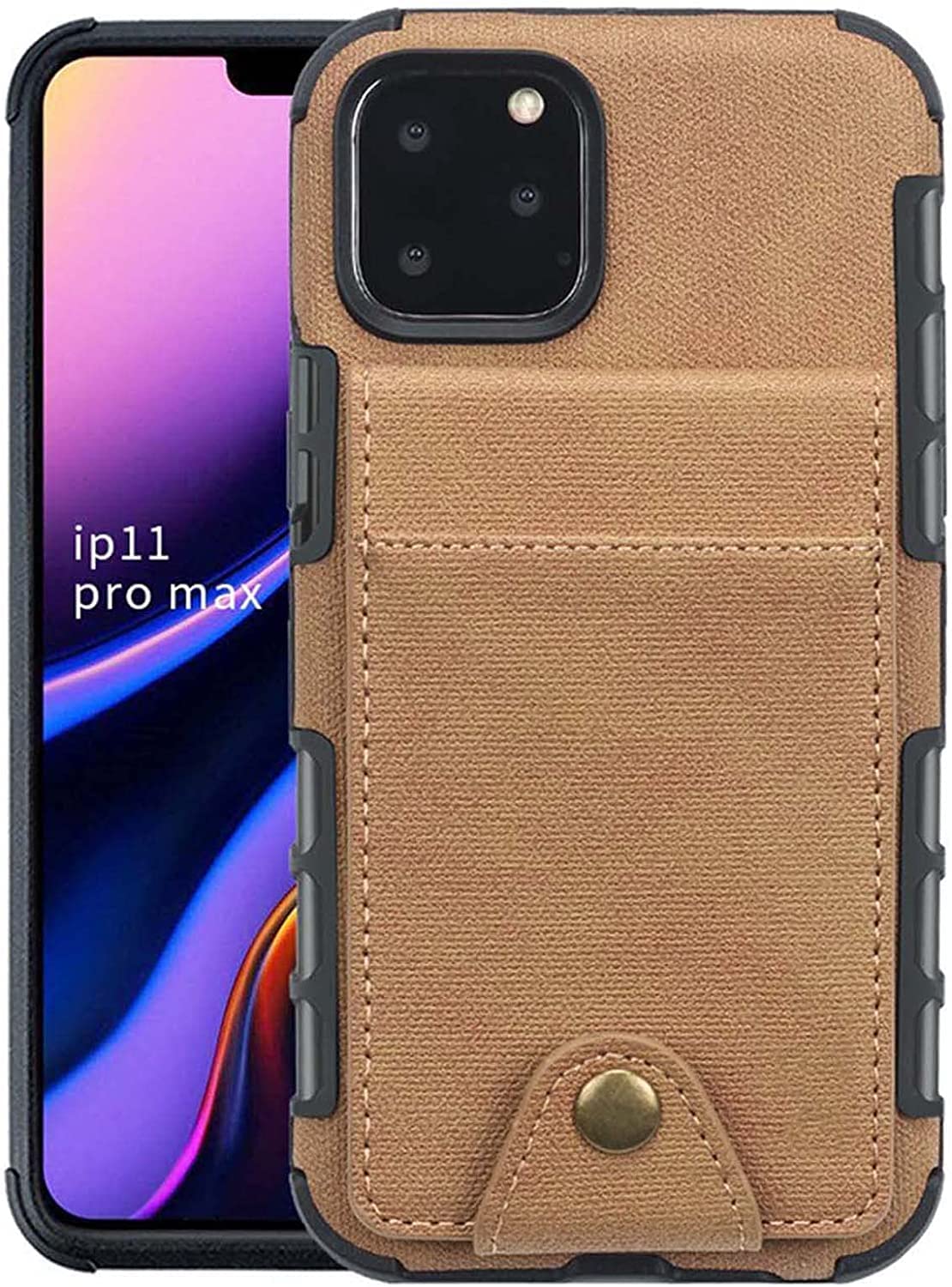 KANUZ Funda para iPhone 13/13 Mini/13 Pro/13 Pro Max, funda de cuero con ranura para tarjetas, funda de teléfono con carcasa de TPU con bloqueo RFID (color: oro, tamaño: 13pro max 6.7 pulgadas)