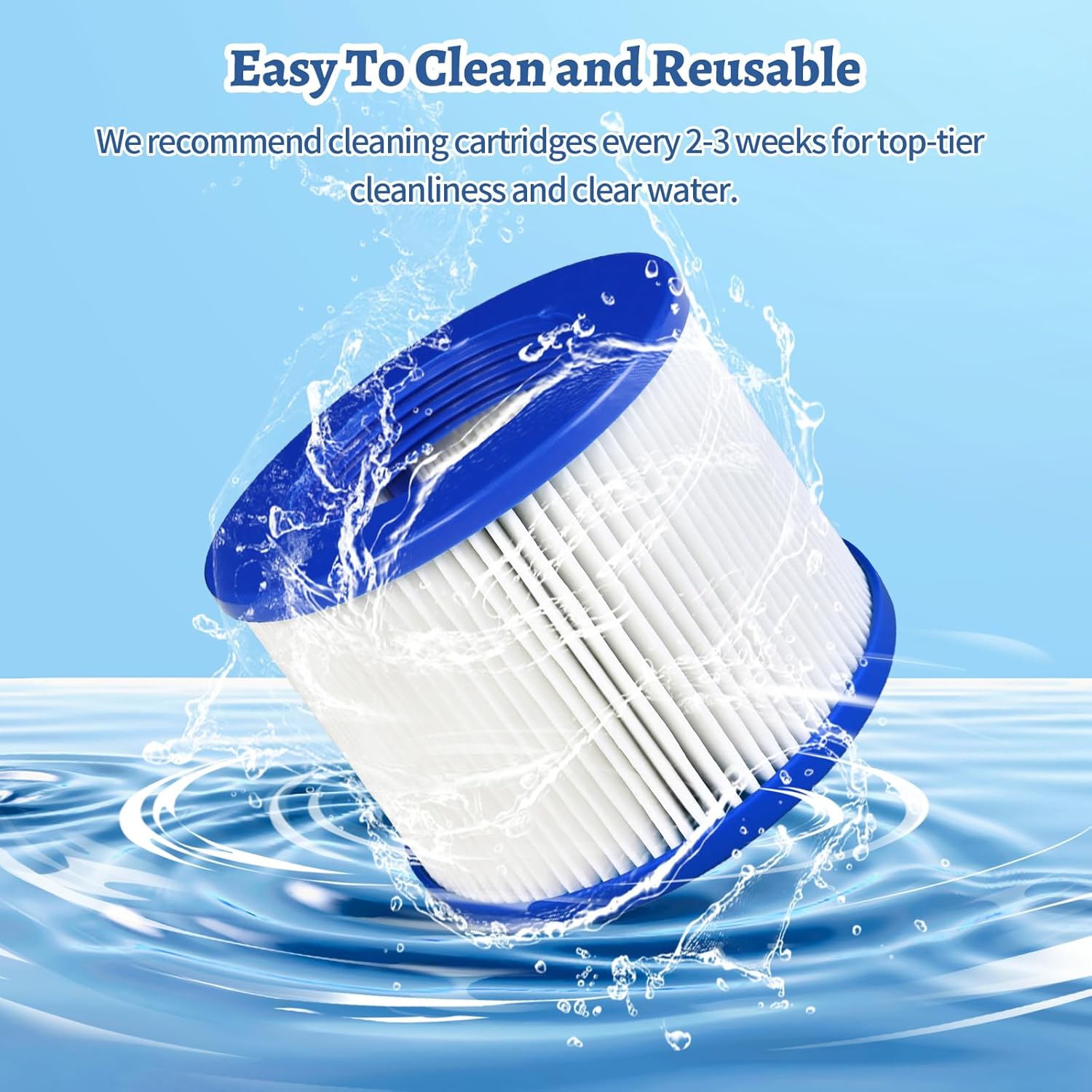 Hot Tub Replacement Filter Cartridges,Compatible with All Relxtime, Aleko, Wejoy, Aquaspa Hot Tubs,Screw-in Spa Filters for Inflatable Hot Tubs & Massage Pools(8 Pack)