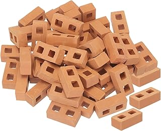 MECCANIXITY Miniature Bricks Clay Mini Wall Brick Model Brick Building Set for Model Building Dolls Pet Houses Garden Red Pack of 50 Scale 1/12 28x14x9.5mm/1.1x0.55x0.37
