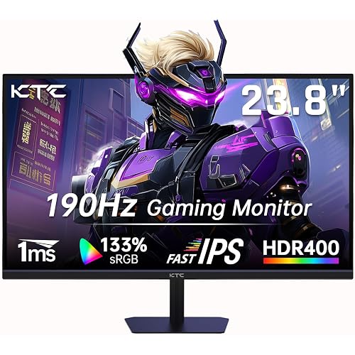 KTC 24 Inch 180Hz/190Hz Gaming Monitor, FHD PC Computer Monitor with Fast IPS Panel, HDR400, 133% sRGB, Bluelight Filter, 2 HDMI & 1 DP Port, Compatible Freesync and Wall Mountable, H24F8