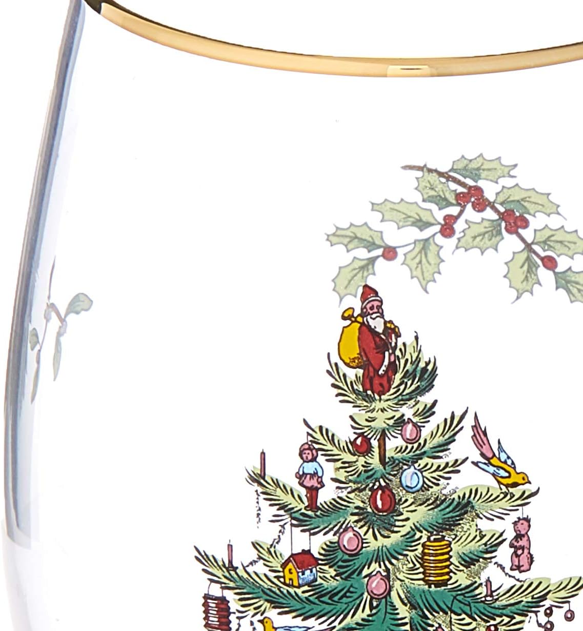 Spode Christmas Tree Stemless Wine Glasses (Set of 4)