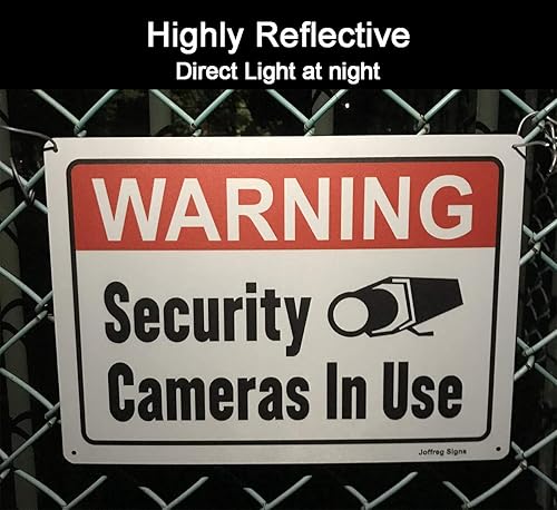 Miniatura 7 de Joffreg Señal de advertencia de cámaras de seguridad en uso, 14 x 10 pulgadas, aluminio reflectante, impresión UV, resistente a la intemperie,