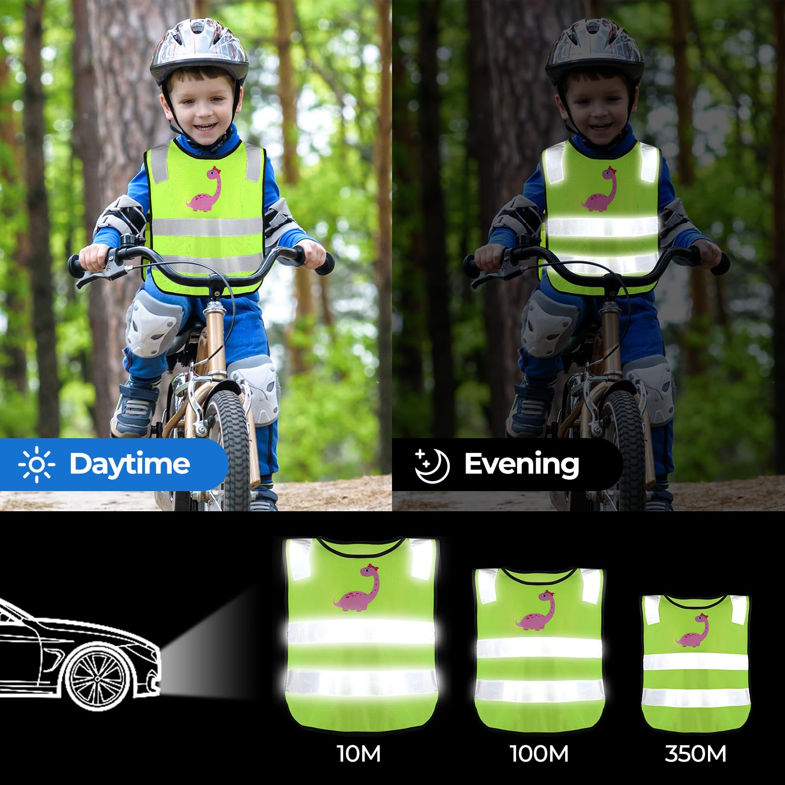 2x DUTIFUL Kinder-Warnwesten Mit Reflektor – 360° Sichtbarkeit Für Sicherheit Im Straßenverkehr