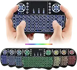 Mini Teclado Tocuhpad Controle sem Fio Touch Led Pc Note Gamer TV Smart Keyborard Cor Preto.