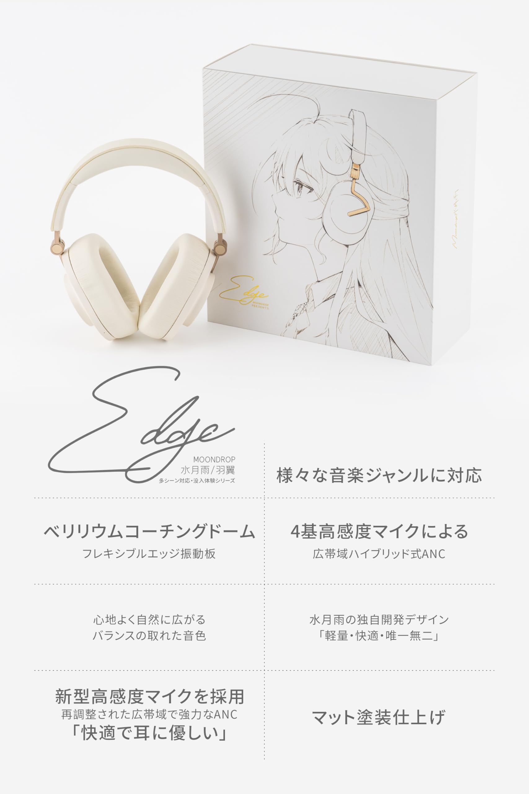 Amazon.co.jp: Moondrop 羽翼 - Edge ワイヤレス ヘッドホン Bluetooth