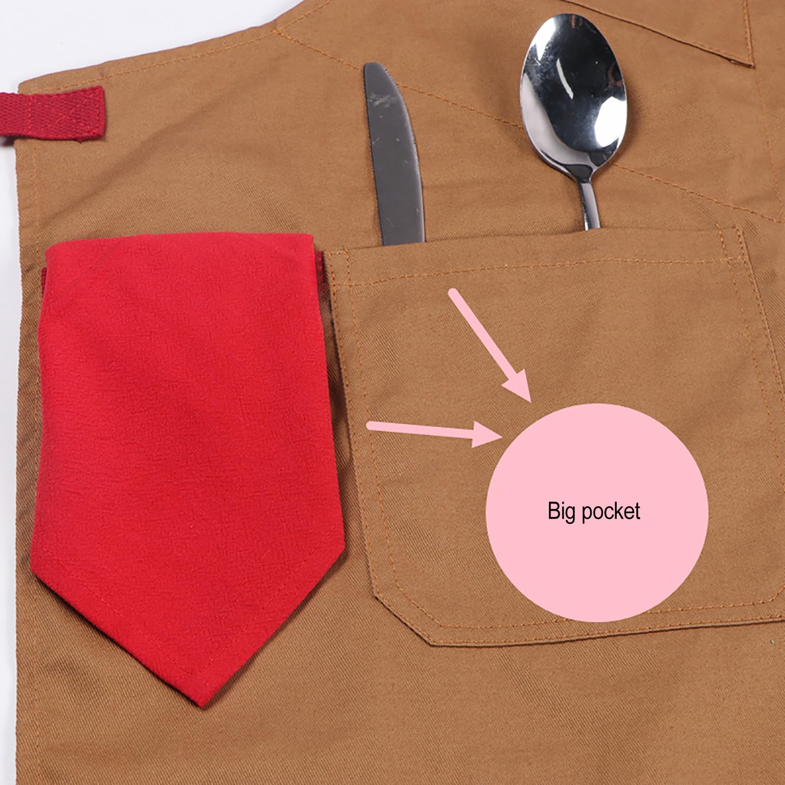 Delantal De Cocina para Hombre Y Mujer, Ajustable, De Lona De Algodón, con Bolsillos, para Chef Orange,One Size