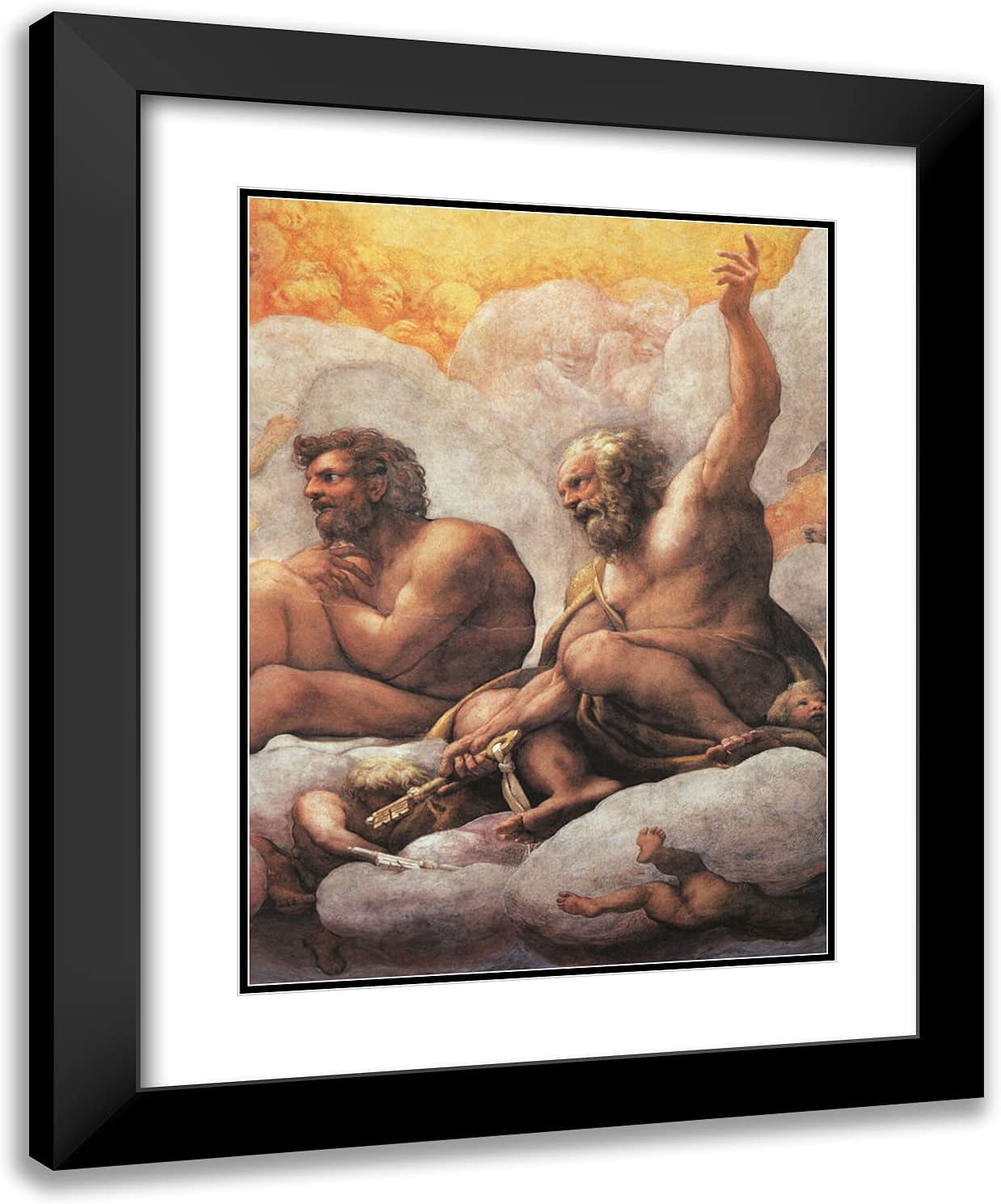 ArtDirect Correggio 20x24 Black Ornate Framed Art Print with Double Matting Titled: The Apostles Peter and Paul