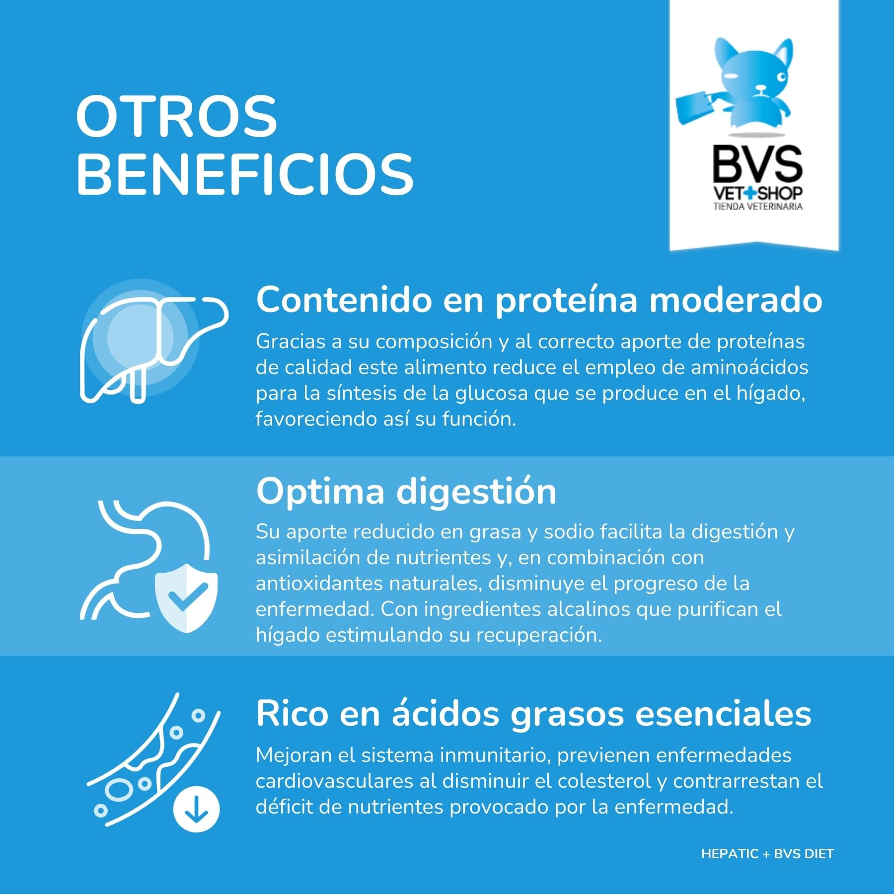 BVS Vet Shop | Diet Hepatic Plus para Perros | Recomendado para la reducción de trastornos de la absorción intestinal, hepáticos, renales y cardiacos | Razas Medianas y Grandes | 15 kg
