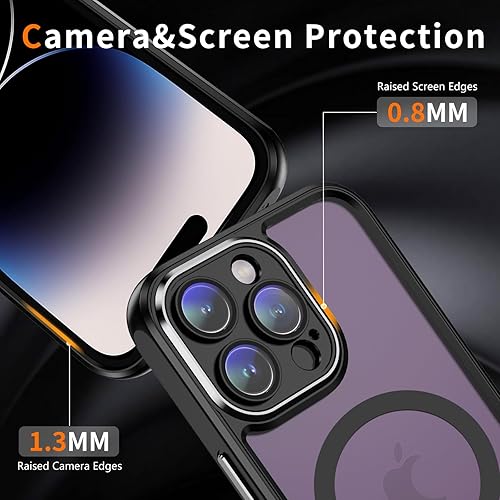 Miniatura 4 de Funda para iPhone 15 Pro con protector de pantalla y protector de cámara, marco de silicona a prueba de golpes, carcasa trasera dura transparente