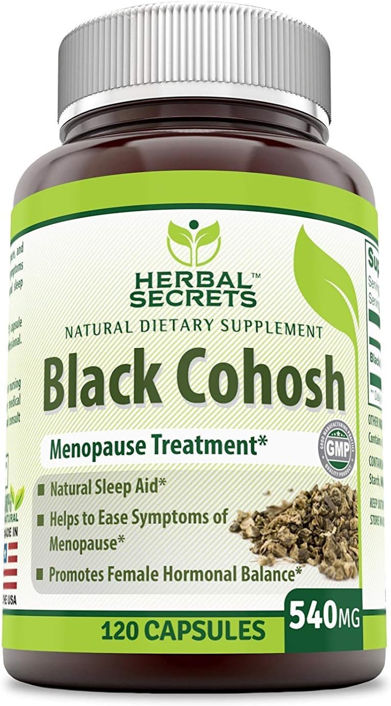 Herbal Secrets Black Cohosh 540 mg 120 Capsules (Non-GMO) - Natural Sleep Aid* Helps to Ease The Symptoms of Menopause* Promotes Female Hormonal Balance* : Health & Household