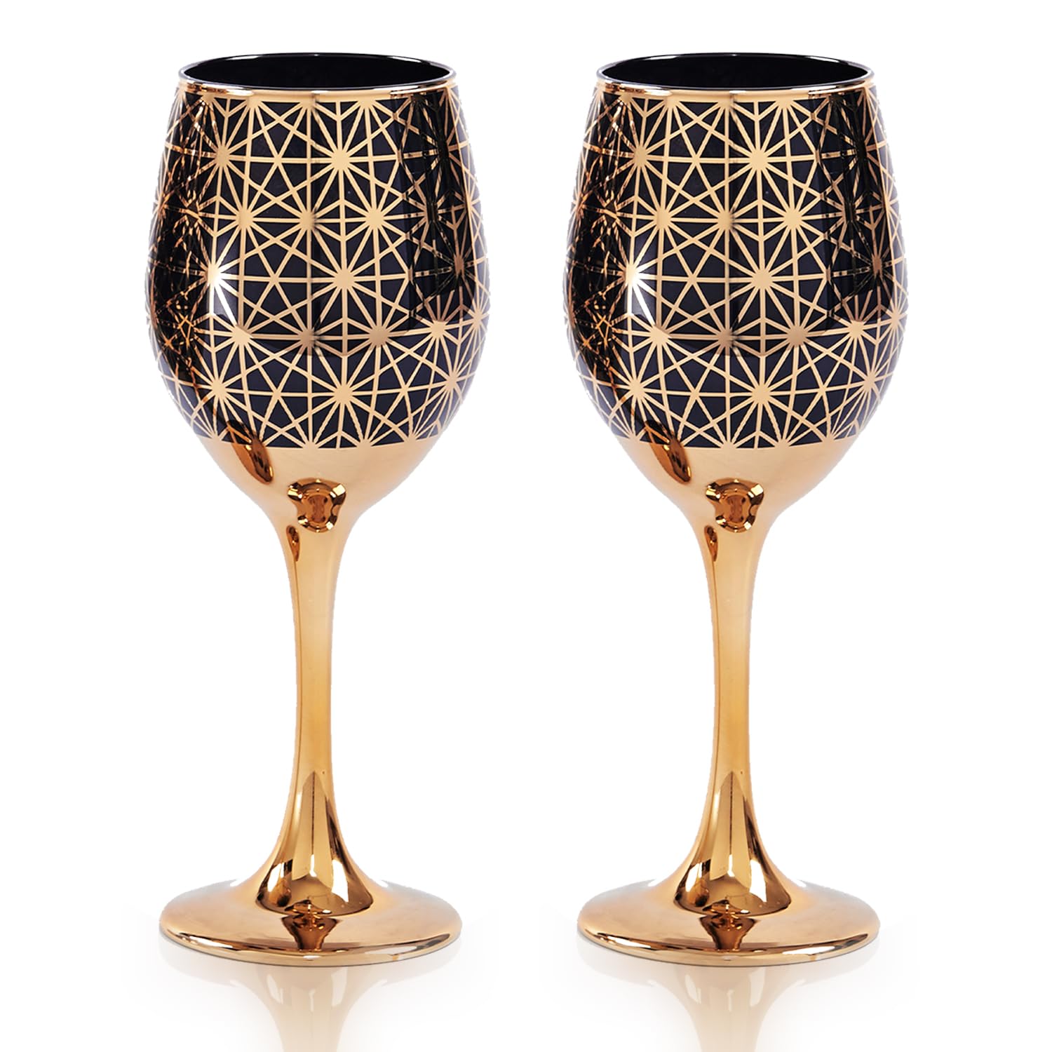 Verre à vin à bord doré 355 ml coffret cadeau idéal pour pendaison de crémaillère et anniversaire