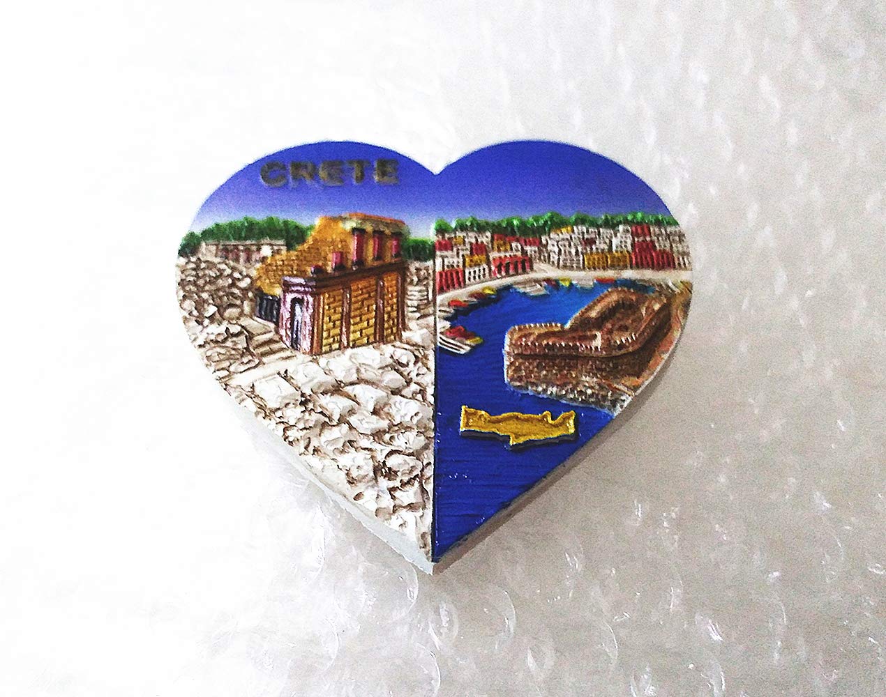 Magnete Frigorifero Grecia Bandiera A Forma Di Cuore 6x9 Cm – Souvenir Di Viaggio In Resina – Decorazione Casa E Cucina