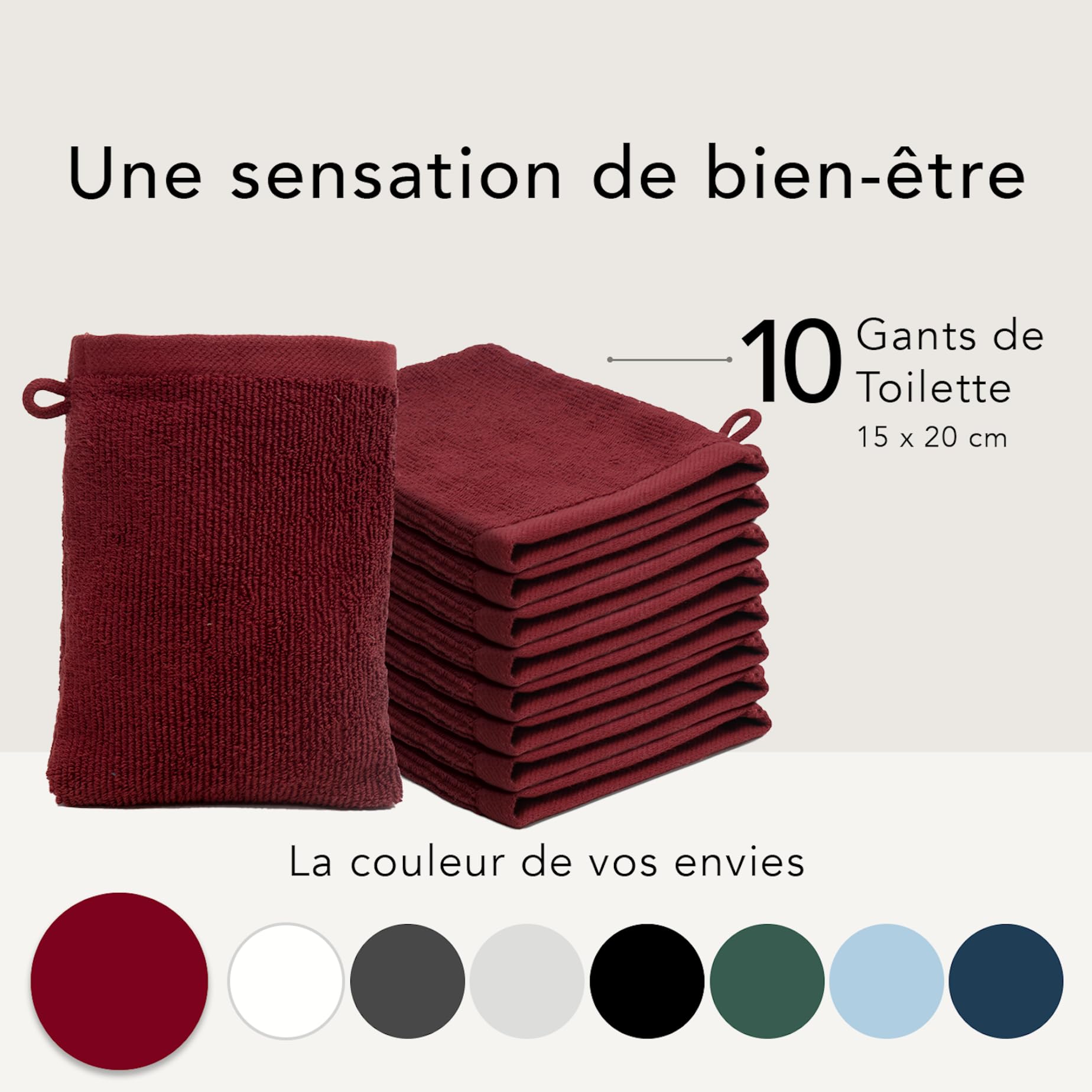 Lot De 2 Gants De Toilette En Coton Blanc Tissu Éponge 15 X 21 Cm - Gant De Toilette - Fleur De