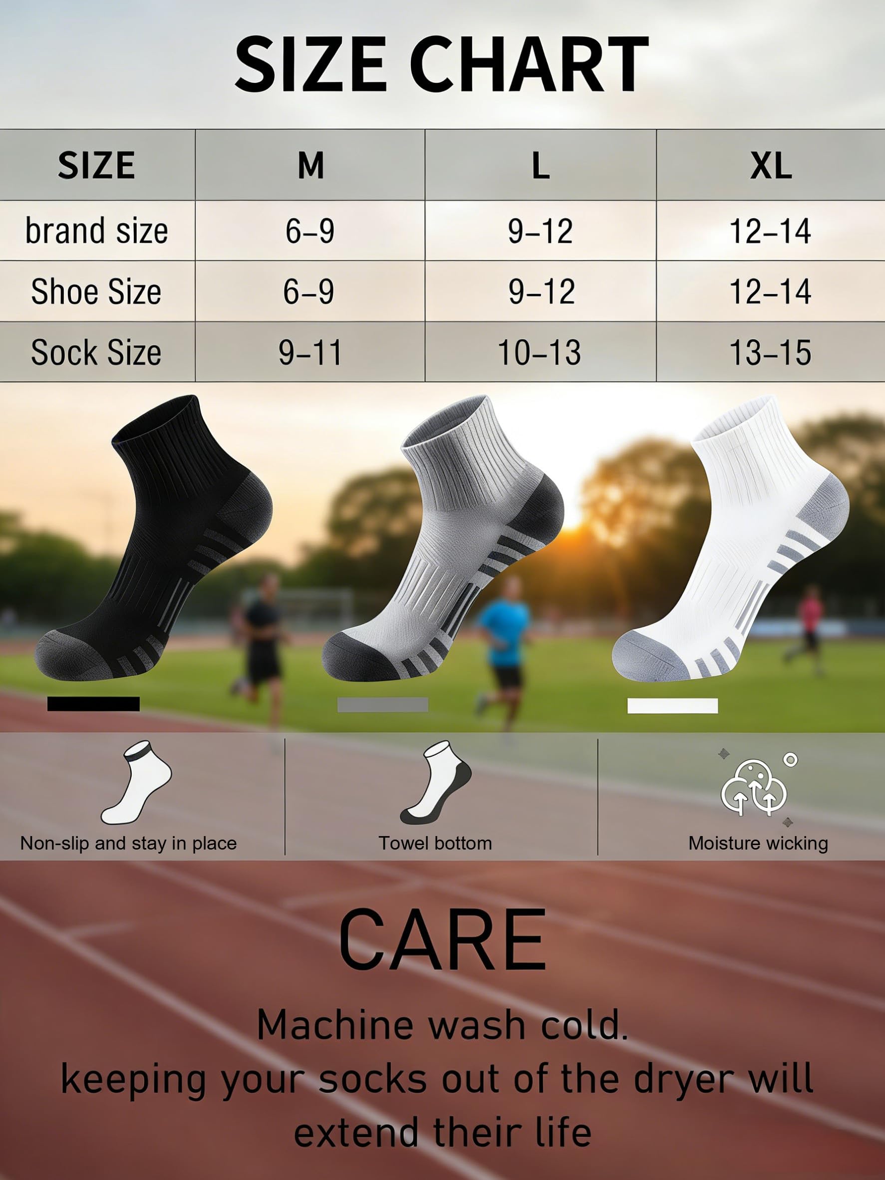 Airacker Calcetines deportivos con cojín para correr para hombres y mujeres, 6 pares