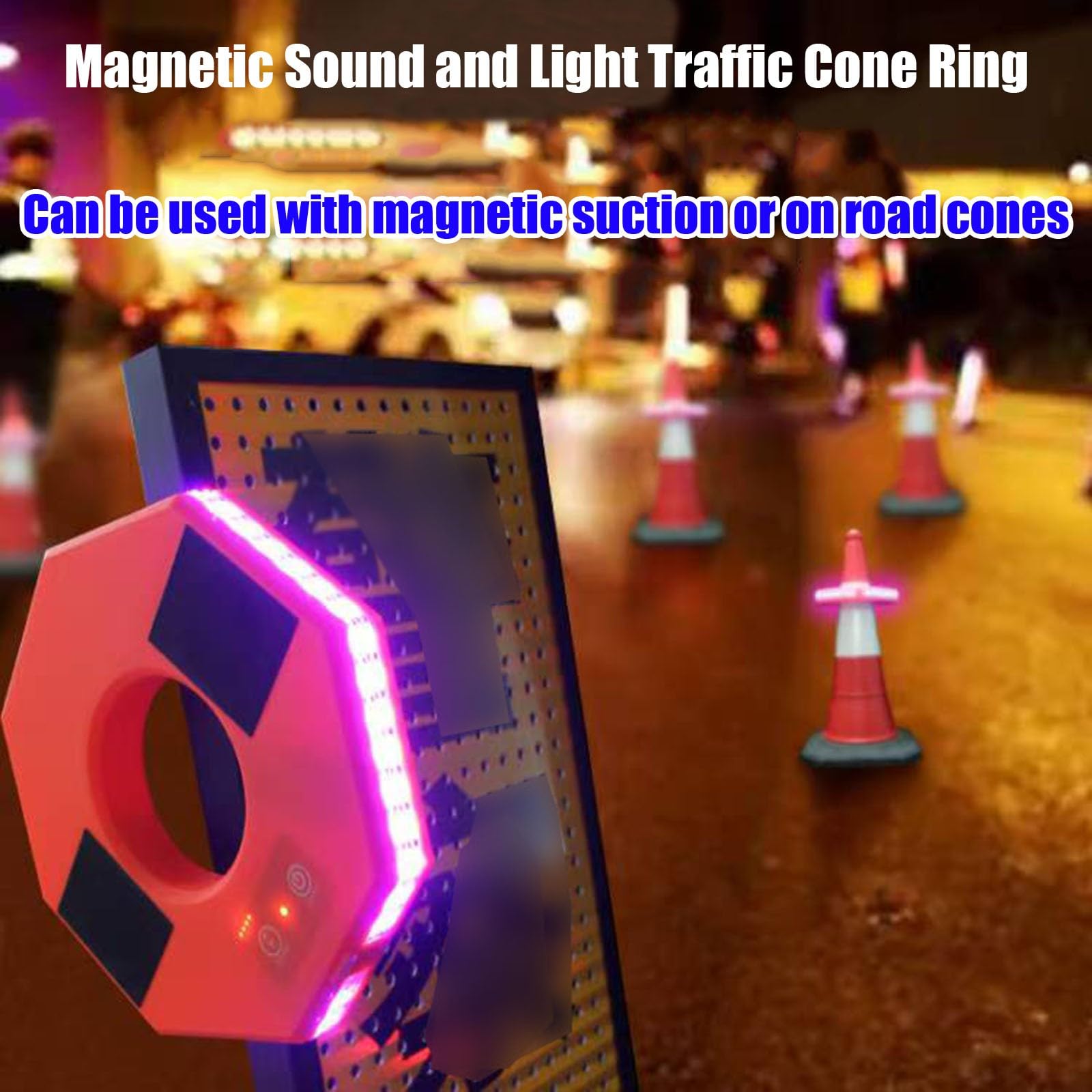 Cono Stradale Lampeggiante, Luce di Avvertimento a LED ad Alta luminosità Anello Luminoso Cono PVC barricata Cono Stradale Anello per lavori di Costruzione, Sicurezza Stradale