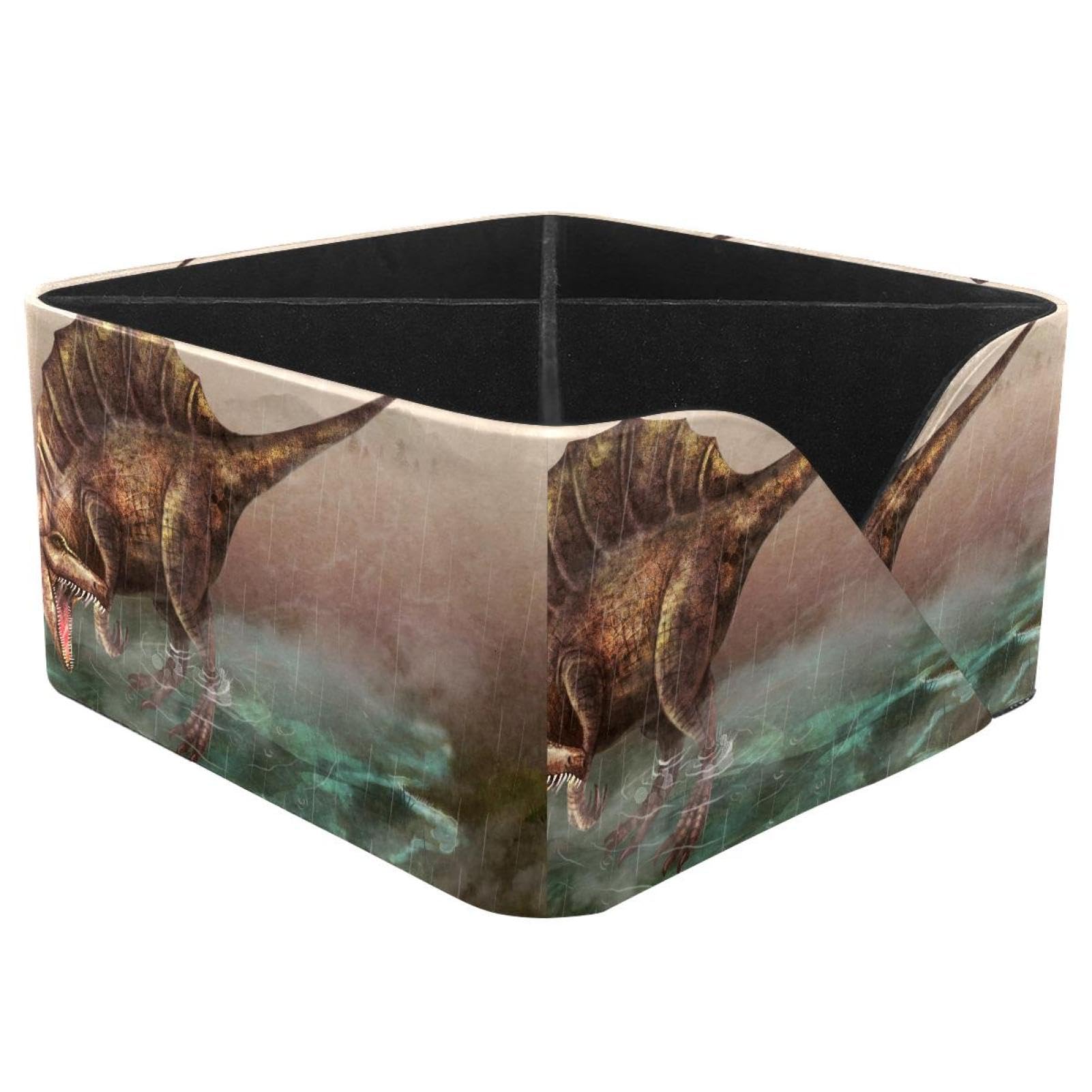 KengjuTesu Dinosaur Desktop Organizer Pen Holder, Rectangular Pencil Cup for Office, Study and Makeup Stations
