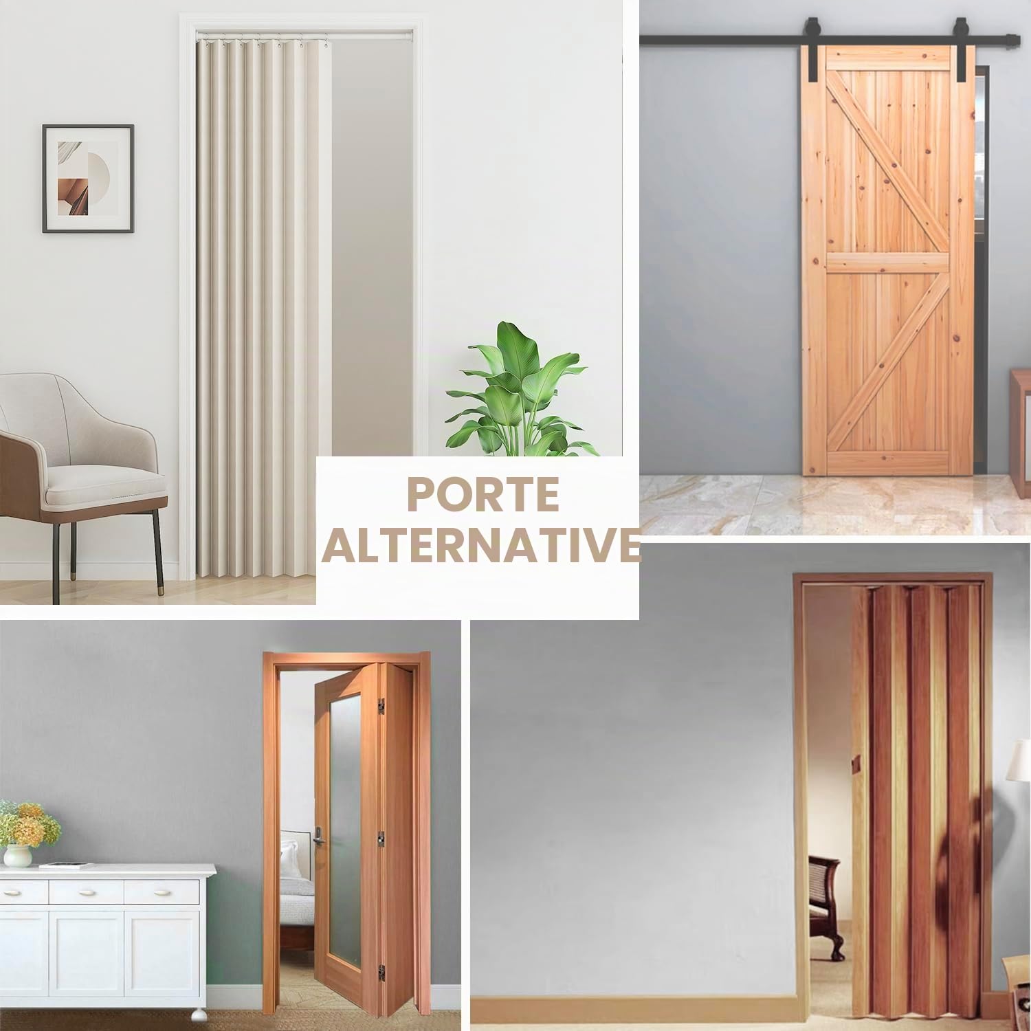 Vatge Rideaux de placard, rideaux de porte de style accordéon pour portes, rideaux plissés pour placard et séparateur de pièce, 1 rideau, 99 x 198 cm, beige