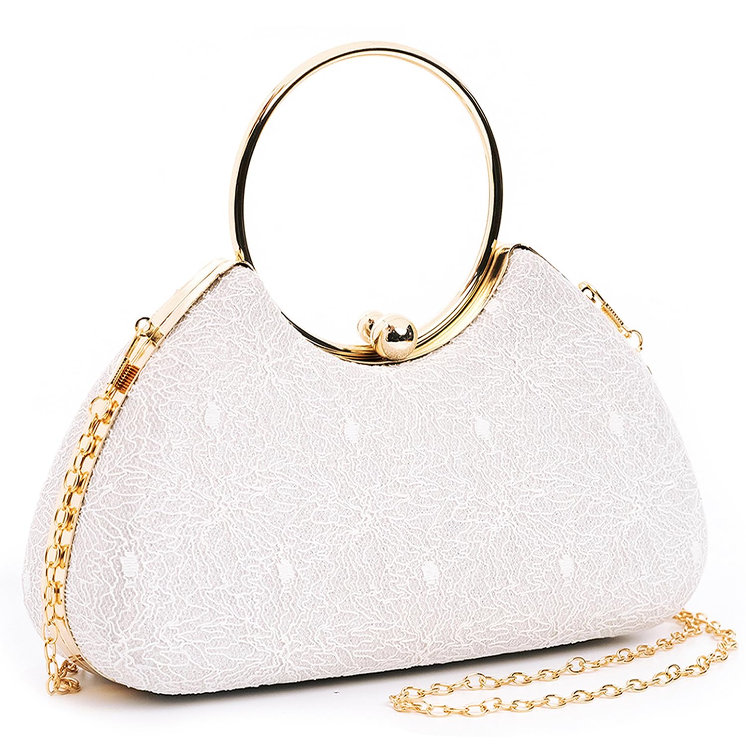 Hand Clutches for Women and Girls - Stylish Ladies Party Wedding Clutch Purse with Ring Handle and Chain Strap