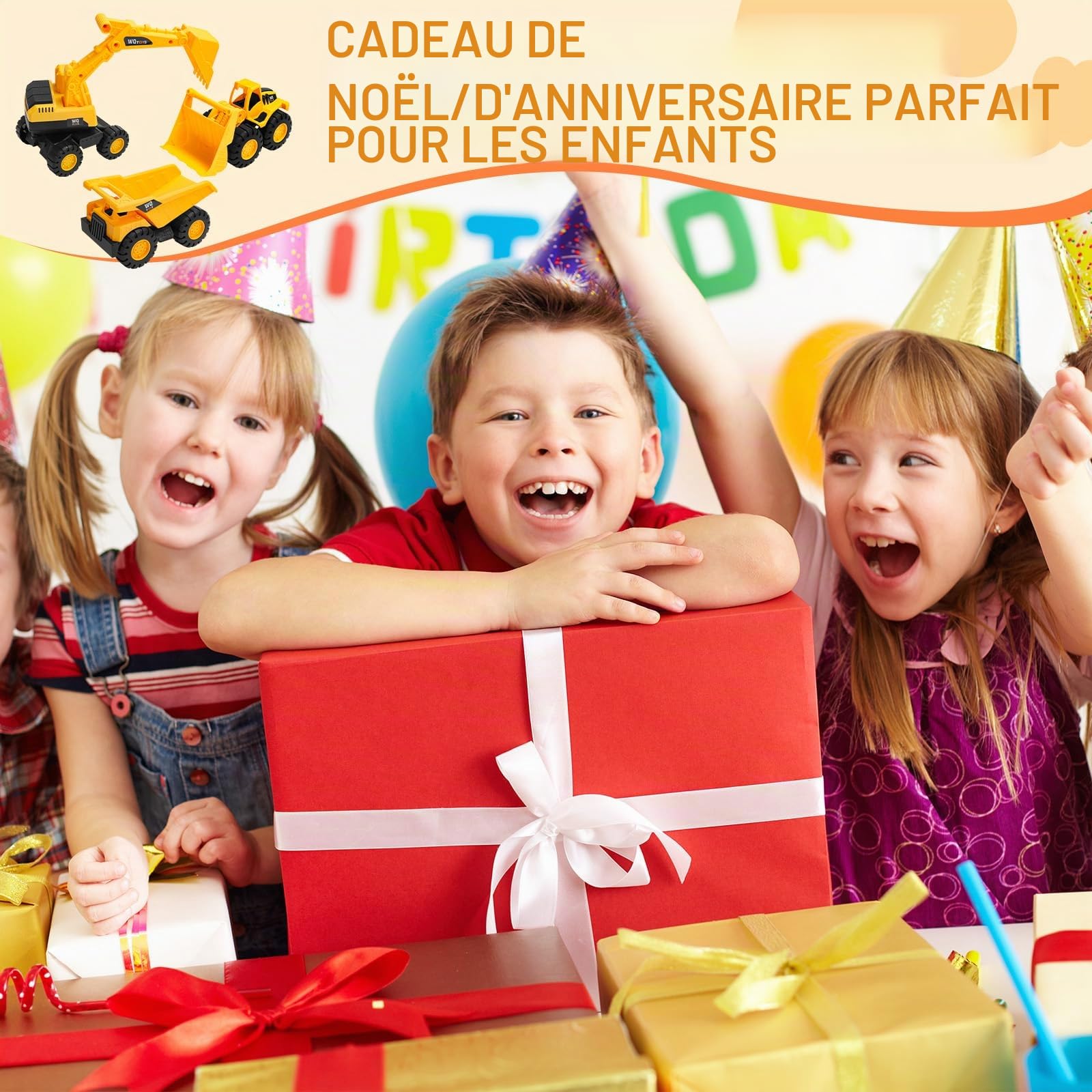 Camions de Chantier Jouets pour Enfants – Set 3 Véhicules BTP : Pelleteuse, Camion-Benne et Bulldozer – Jouet de Construction pour Garçon et Fille dès 3 4 5 6 Ans – Cadeau Anniversaire