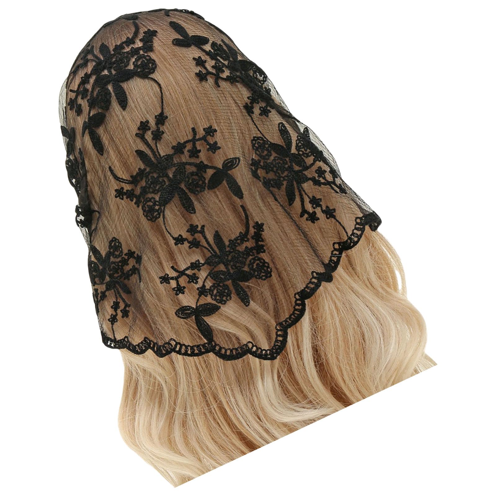 KMGDM Embroidered Lace Triangle Scarf Flower Headband Lace Headscarf Bandana Headband Elegant Scarf Shawl 135x45cm for Woman