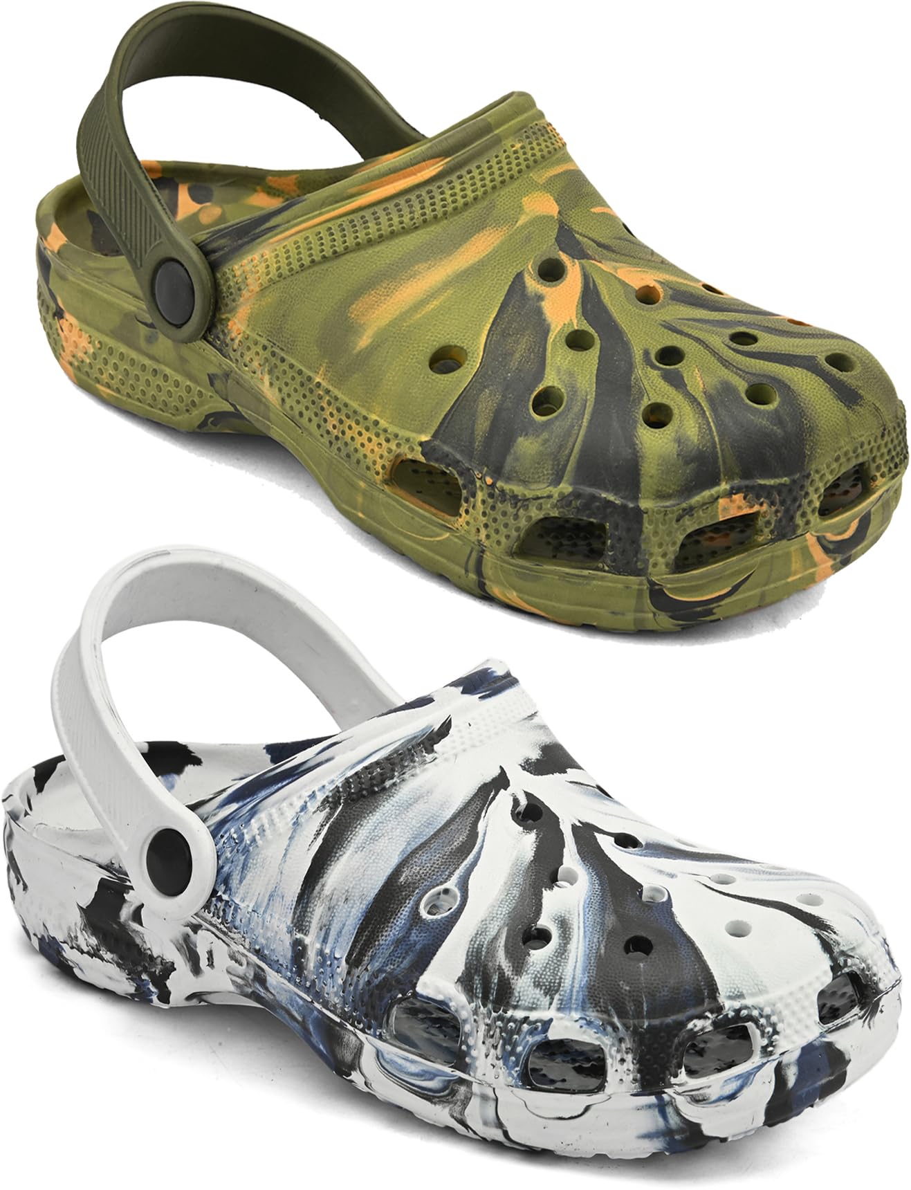 WORLD WEAR FOOTWEAR Clogs Slip On Mesh Men Comfortable Sandals for Daily Outdoor Use (Olive and White, 8) (B0CFVNPQPH) Amazon Price History, Amazon Price Tracker