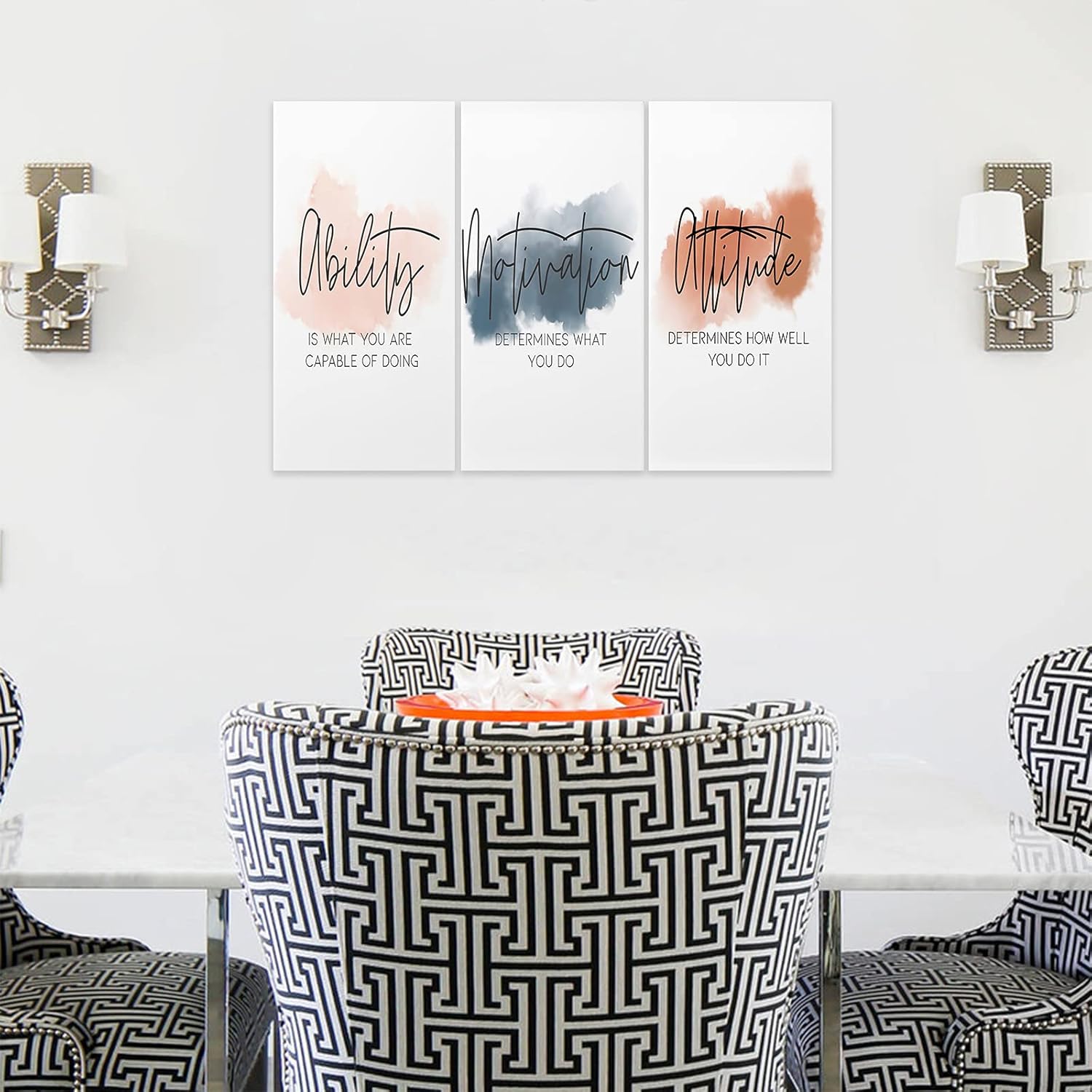 3 Piece Inspirational Canvas Wall Art, Quotes Motivational Mindset Print Pictures for Office Wall Decor, Triptych Entrepreneur Poster Framed Artwork for Women Men Home Decor Ready to Hang 12”x24”x3Pcs