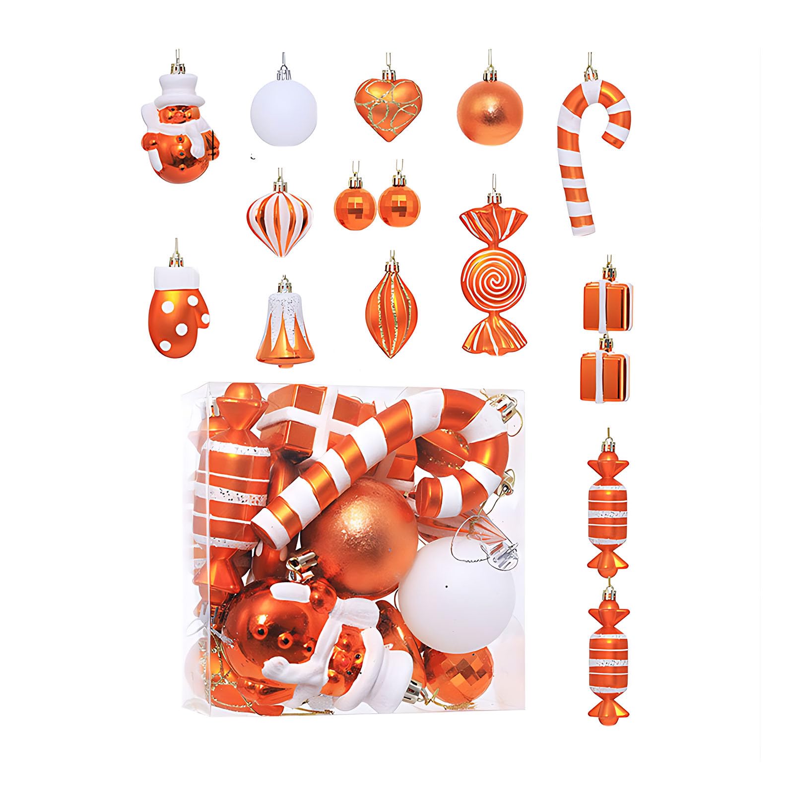 21Pcs Christmas Tree Decorations Christmas Baubles Ball Ornaments Decorative Balls Shatterproof Baubles Hanging Decorations For Xmas Tree Holiday Wedding Party (16, Orange)
