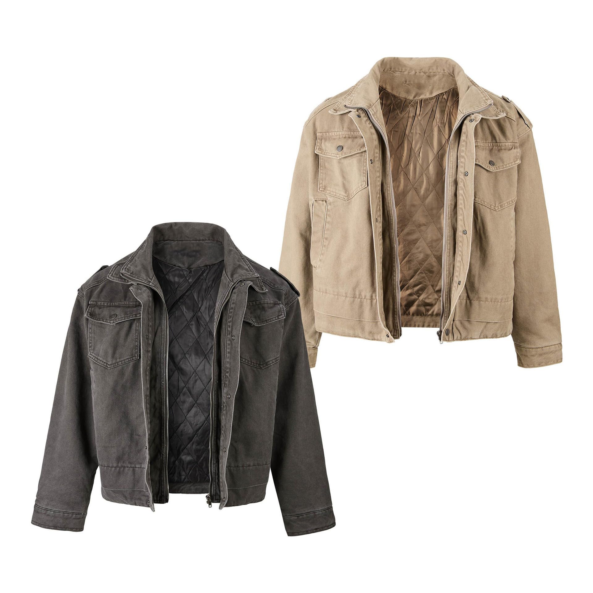 Męska kurtka zimowa retro odzież robocza wywijany kołnierz gruby płaszcz