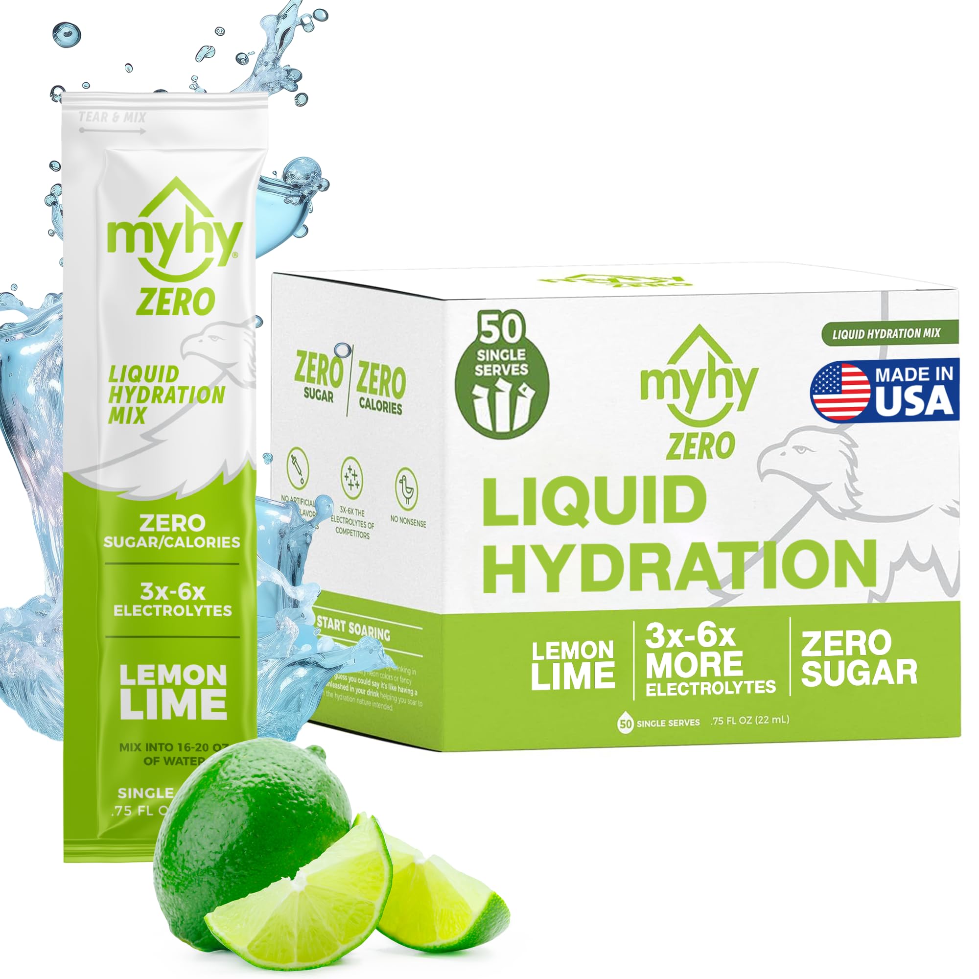 MyHy ZERO Liquid Hydration Packets, Sugar Free Electrolyte Drink Mix for Hydration Support, Dehydration Relief for Travel, Pregnancy, Fitness,