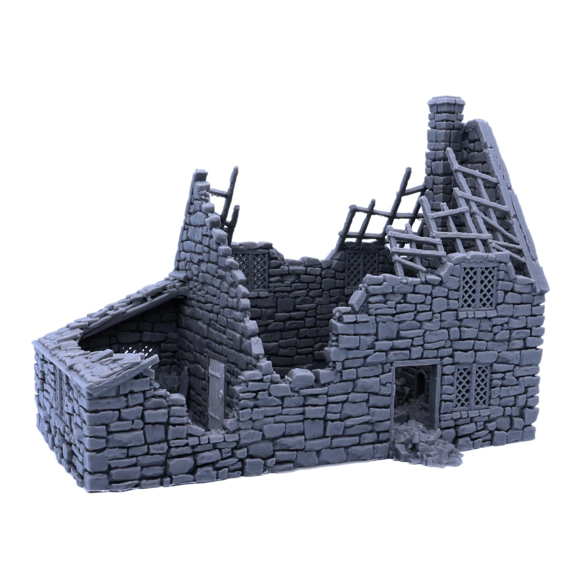 Ruined Crow Cottage House Building Set, Fantasy Historical Miniatures, Paintable 28mm - Image 2