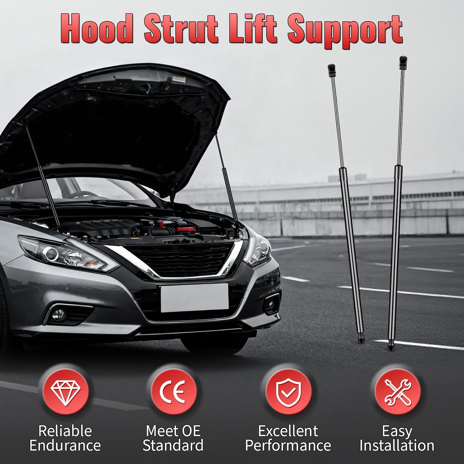 2 Pack Front Hood Strut Lift Support Compatible with Toyota Tundra 2014-2022, Lift Support Gas Spring, Extended 25 inch Replace OE 53440-0C030 295683