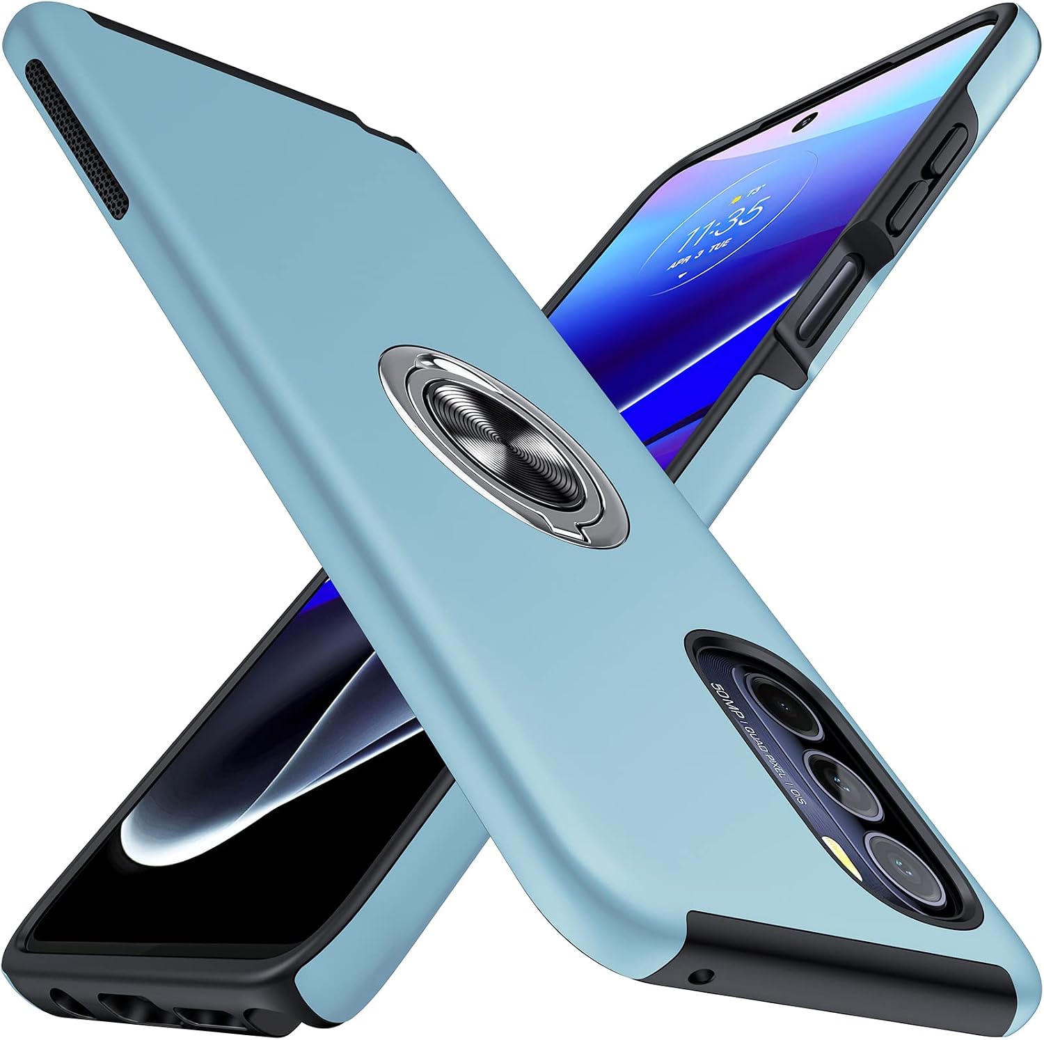 JAME for Moto G Stylus 5G 2022 Case, Slim Soft Shockproof Protective Case for Motorola G Stylus 5G Case 2022, with Invisible Ring Kickstand for Moto G Stylus 5G 2022, Sierra Blue