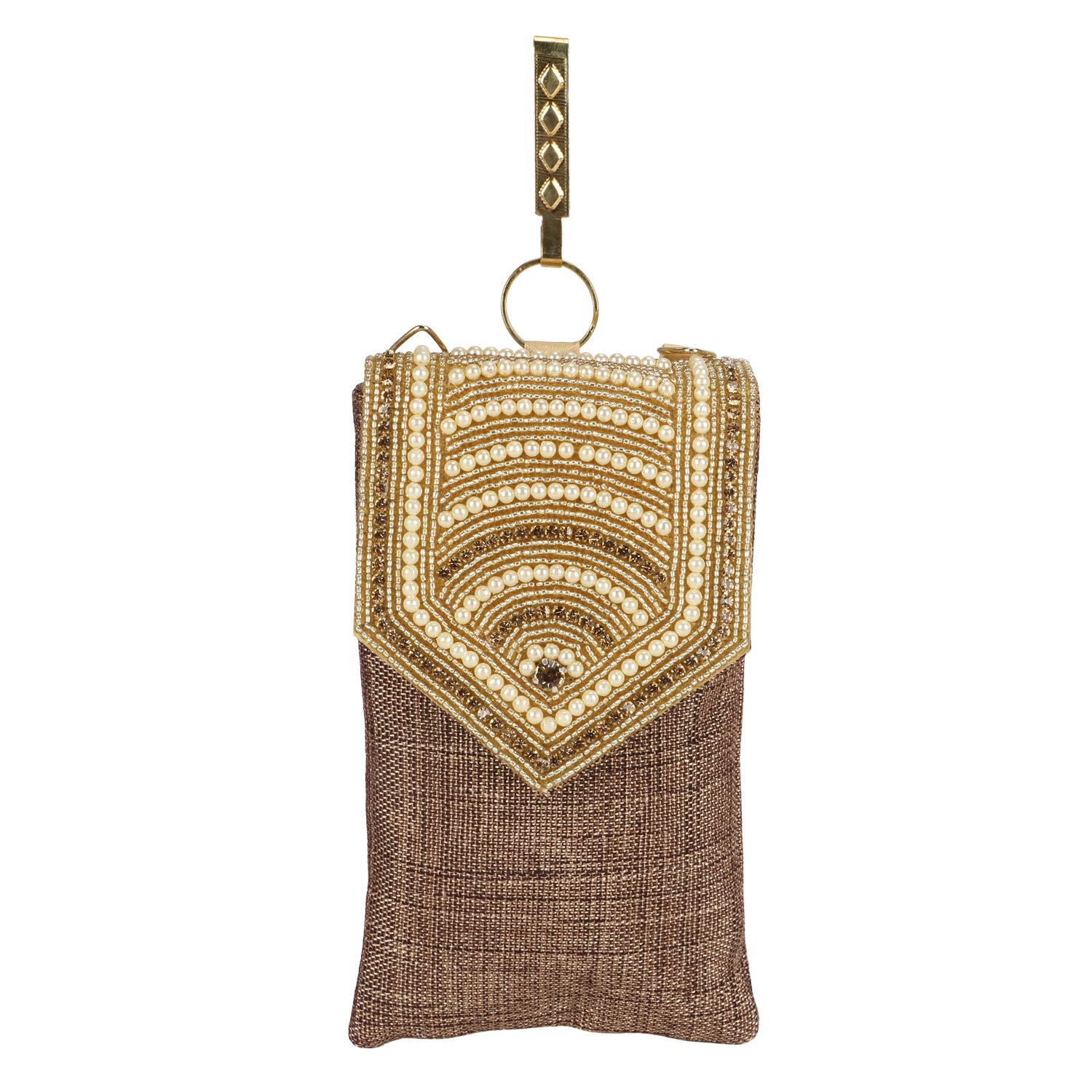 Vanya Handicraft Collection LONGING TO BUY Pearl Clutch Silk Saree Clutch Mobile Pouch Waist Clip Ladies Purse Gift for Women & Girls (Brown) (B083WKR2LV) Amazon Price History, Amazon Price Tracker