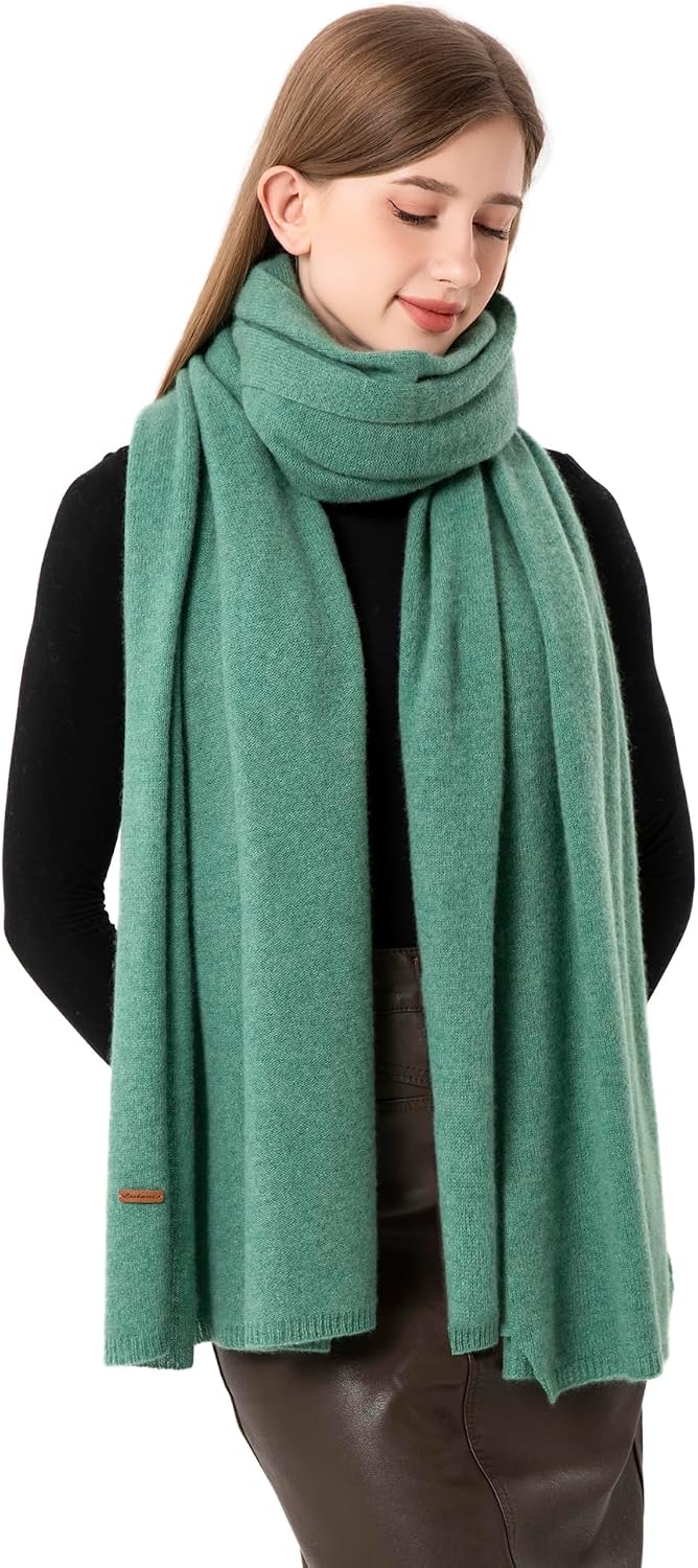 100% Cashmere Wrap Warm Soft Knitted Scarf Stole for Women Airplane Travel Blanket 87x28 in Extra Large Pashmina