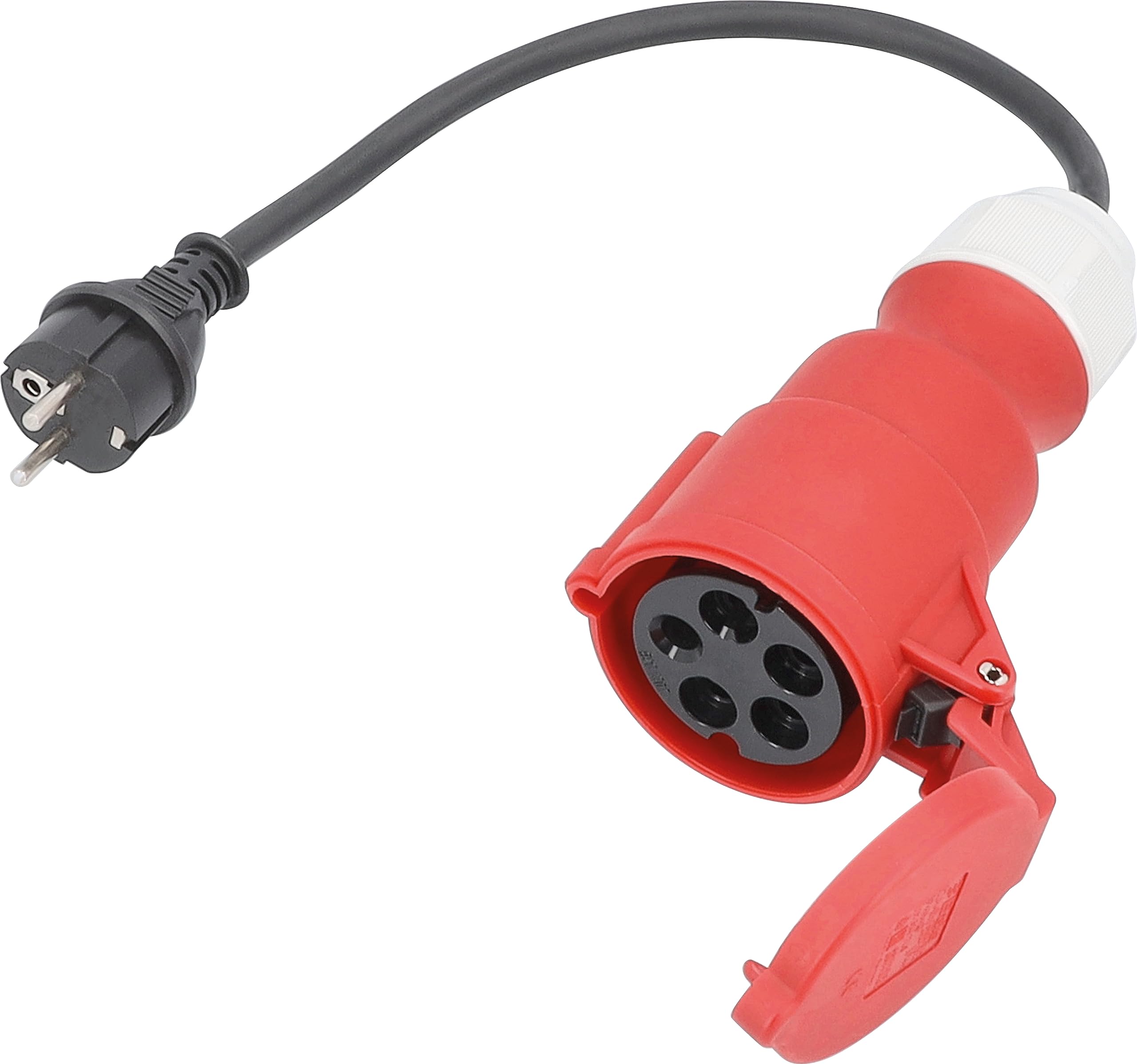 as - Schwabe Câble Adaptateur - Fiche de Contact de Protection 230 V/16 A vers raccord CEE 400 V/16 A/5 Broches - 0,3 m H07RN-F 3G2,5 - Tuyau en Caoutchouc Lourd - IP44 résistant aux éclaboussures