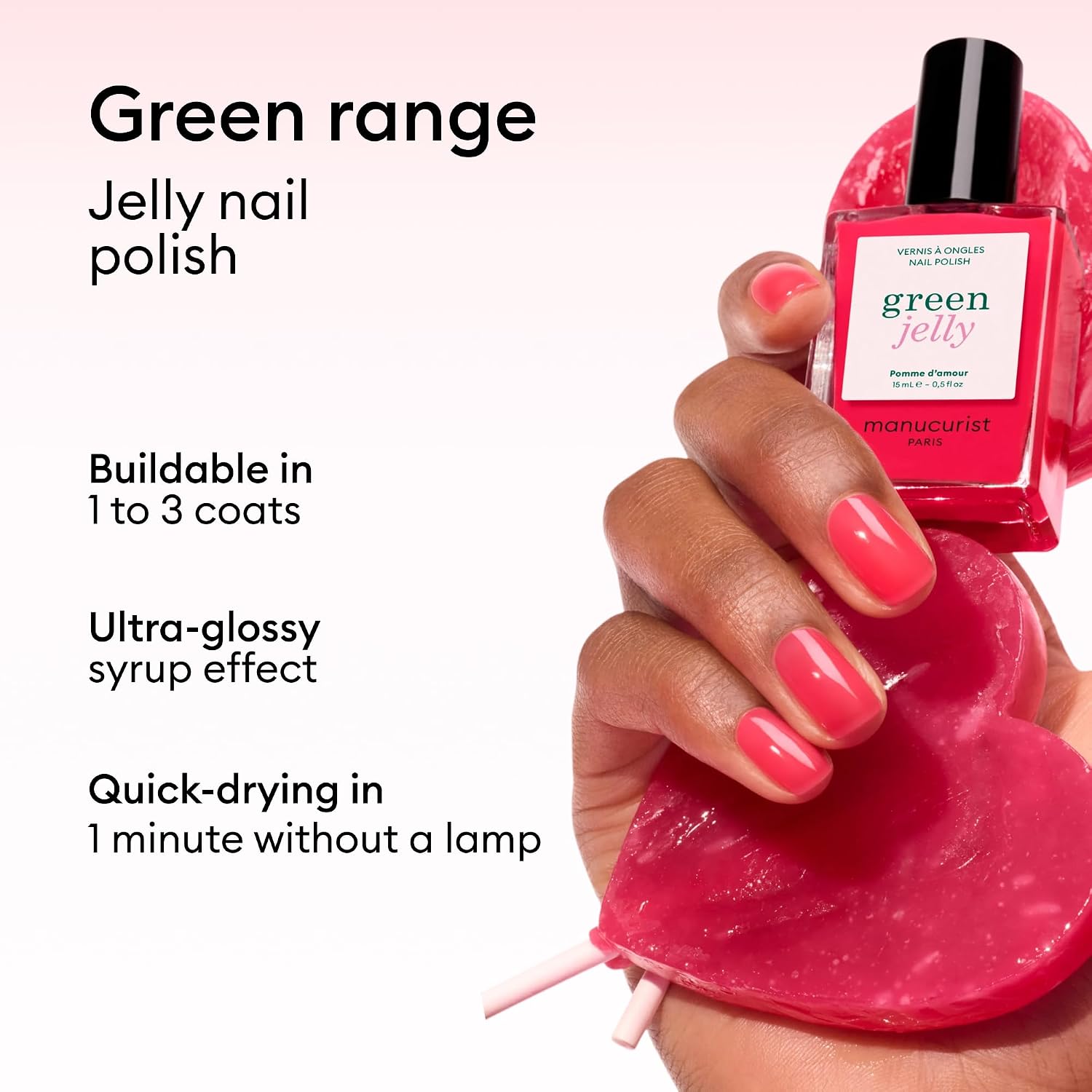 Manucurist Green Jelly Nail Polish Pomme d'Amour Raspberry Pink image 3