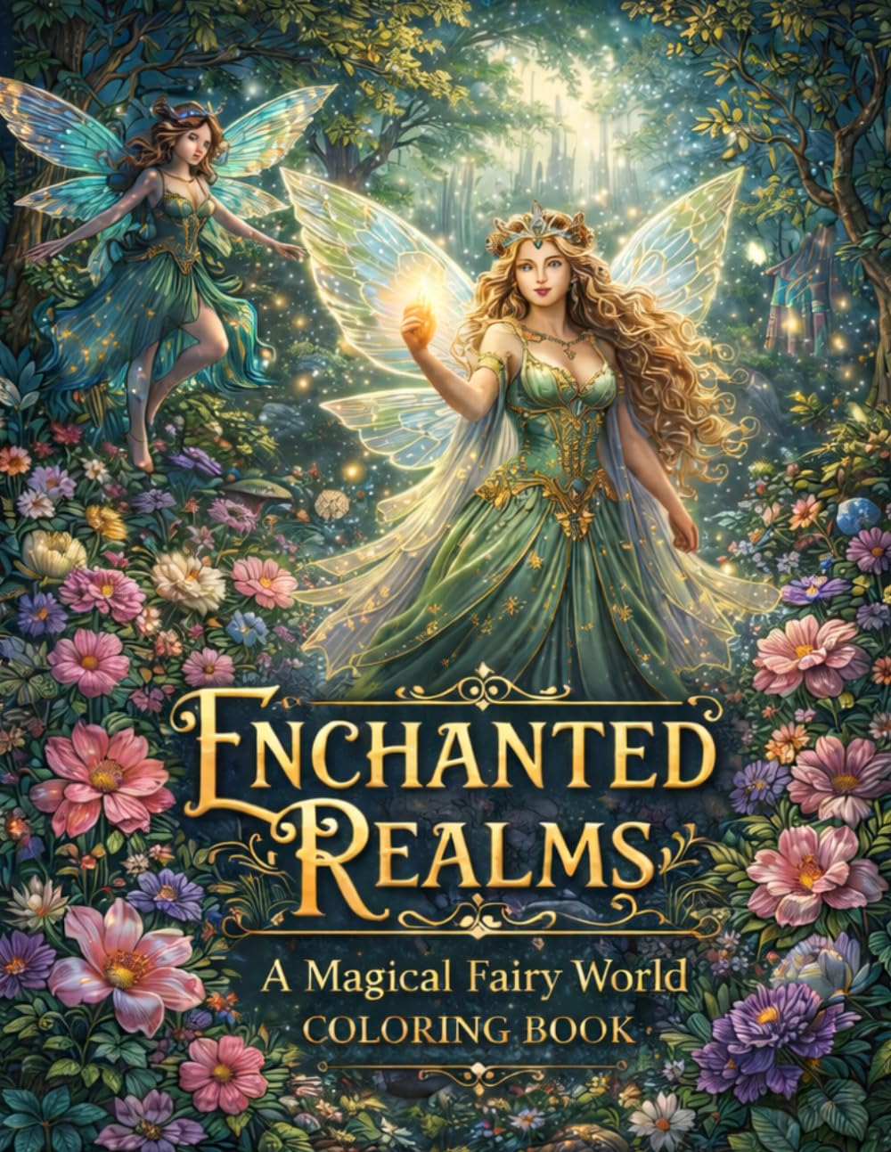 Enchanted Realms A Magical Fairy World Coloring Book: 30 Relaxing Fantasy Designs Featuring Fairies, Magic, and Mythical Worlds
