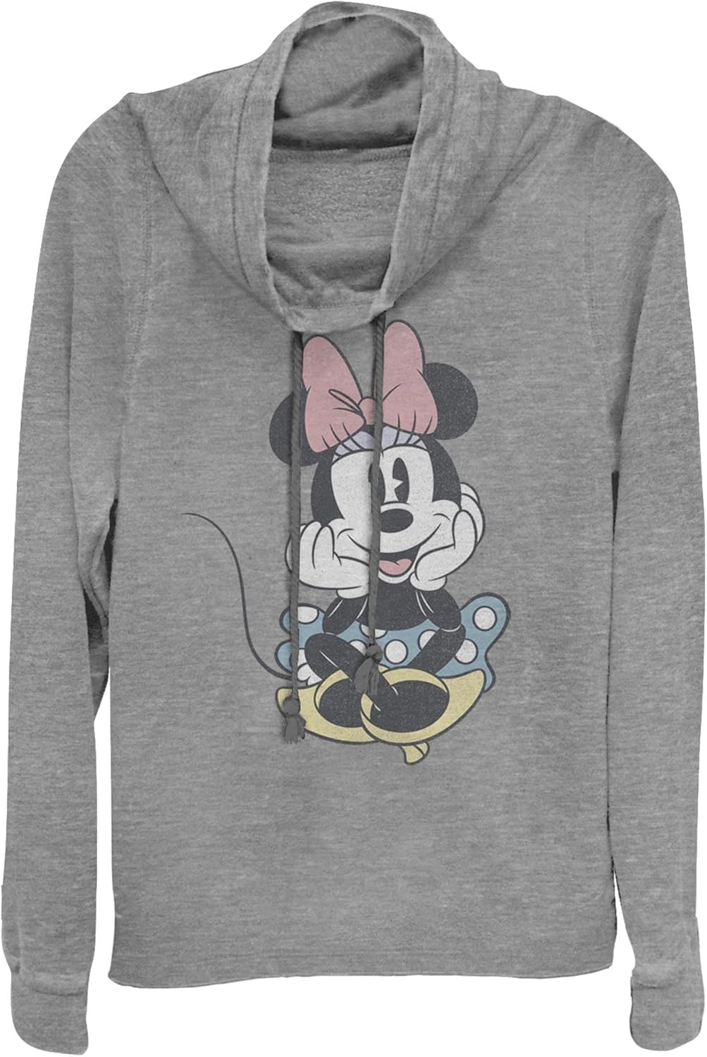 Disney Junior's Mickey & Friends Distressed Minnie Mouse Sitting Cowl Neck Sweatshirt