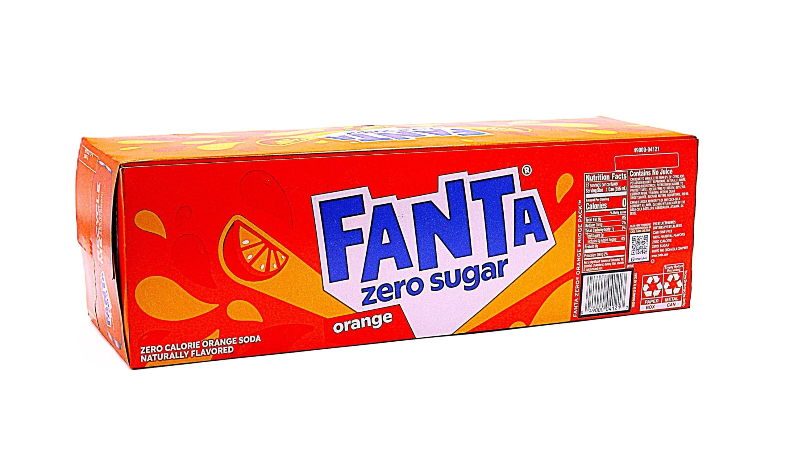 FantaZero Sugar Orange Soda, 12 Pack