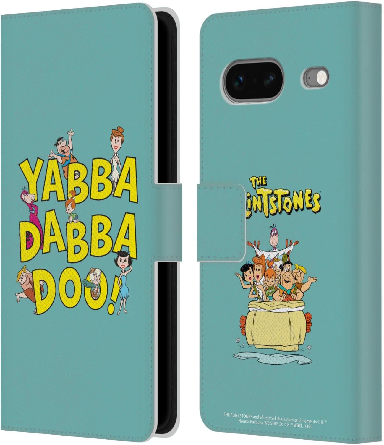 Head Case Designs Officially Licensed The Flintstones Yabba-Dabba-Doo Graphics Leather Book Wallet Case Cover Compatible with Google Pixel 7