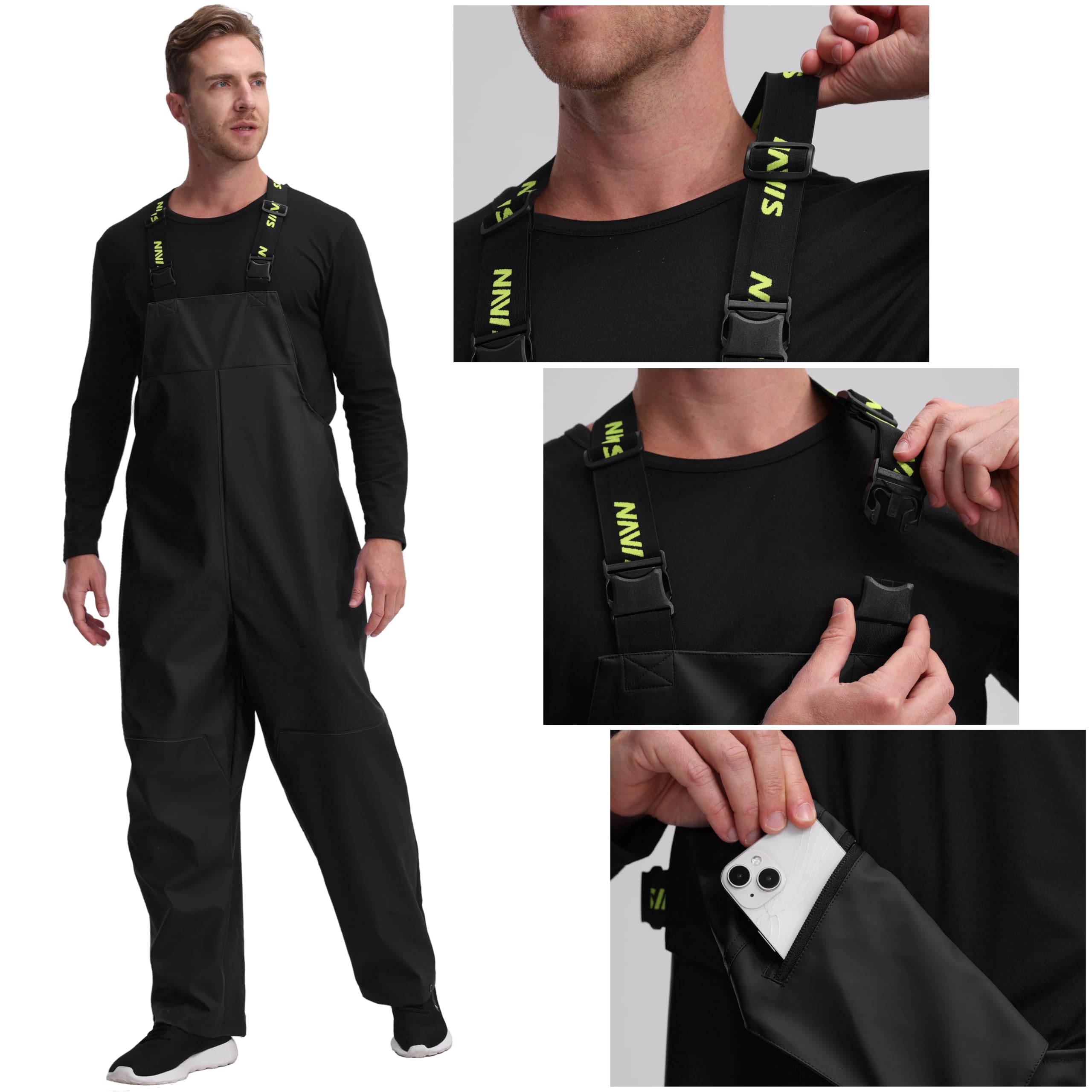 Traje de lluvia hombre PU impermeable bicolor 2 piezas | Chaqueta y pantalón, diseño funcional, material ecológico, acabado resistente para trabajo y uso exterior