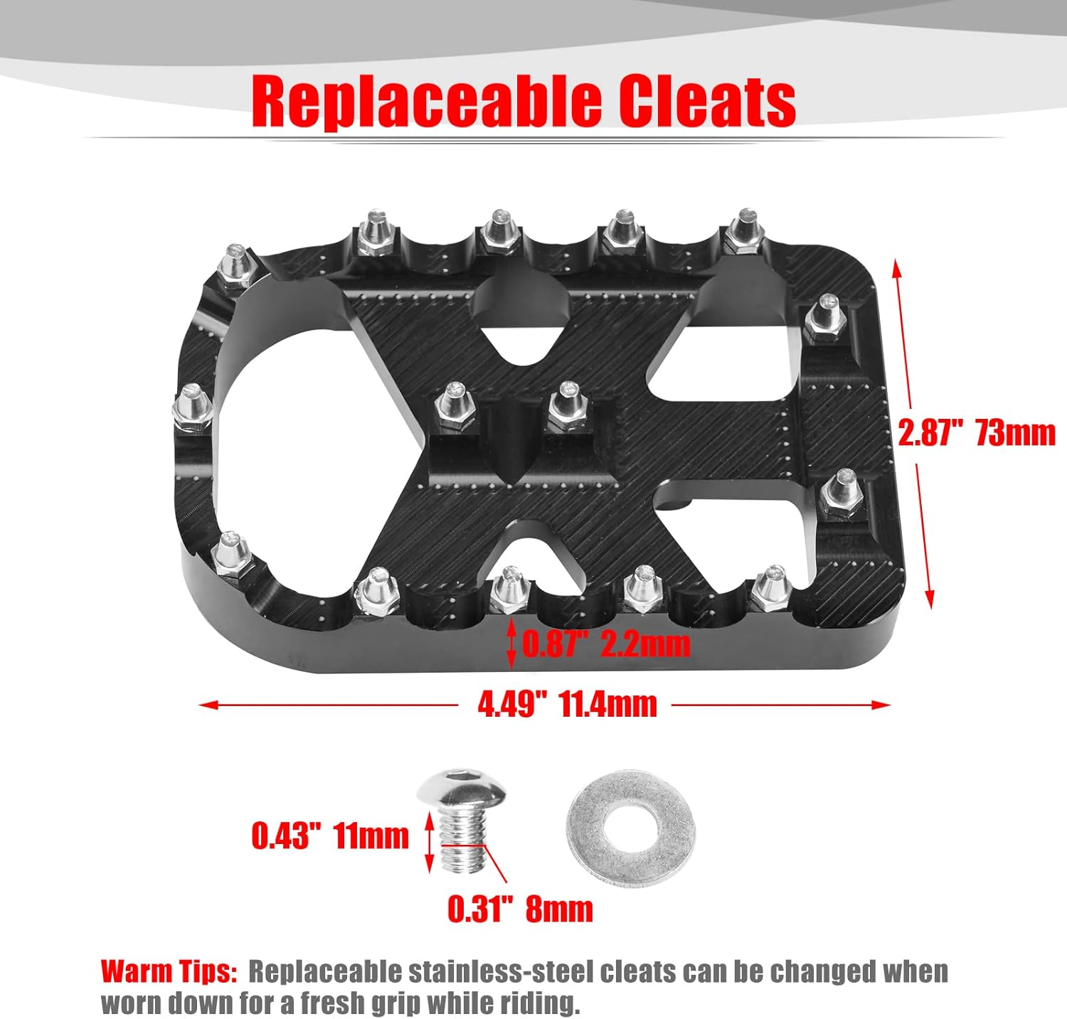 Goldfire MX Style Brake Pedal Pad Cover for H-D Softail Heritage Springer Fat Boy Deluxe FLSTN Road King FLHR Road Glide FLTR (Black), 3D Skeleton Hard Anodized 1/4" Seat Thumb Bolts Screw Rear Fender