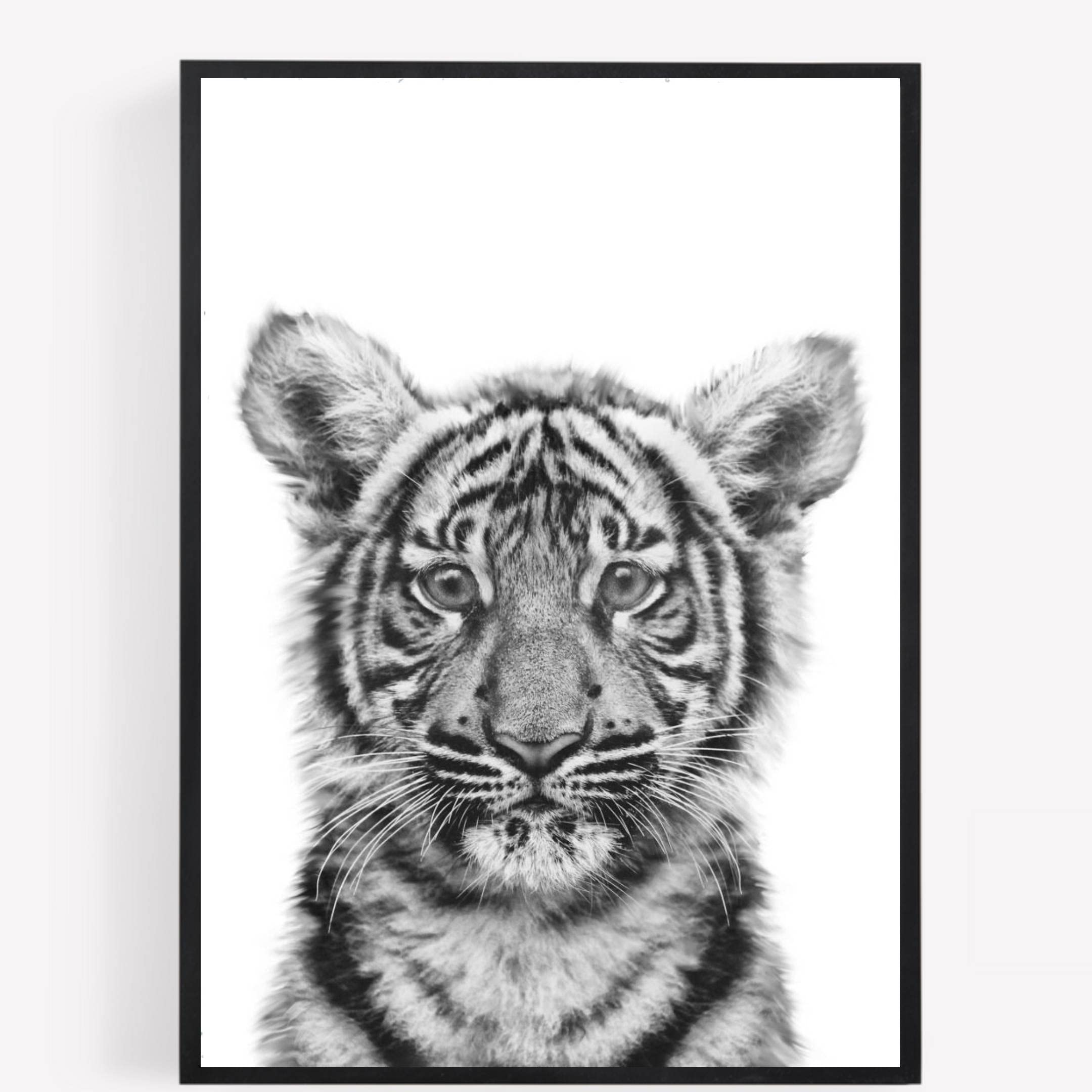 Gfc Black White Tiger Cub Print Picture Poster Gift Nursery A4 Unframed 1 Wall Art Home Decor Decorating