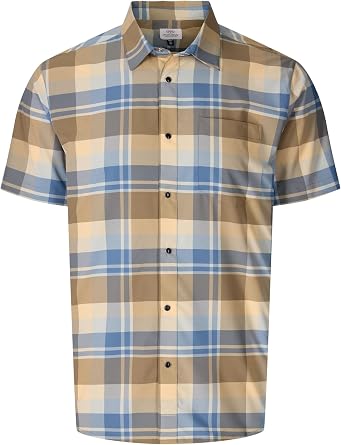 Flylow Mens Anderson Shirt - Plaid Button-Up Short-Sleeve Shirt for Casual Wear, Hiking, Biking, Climbing