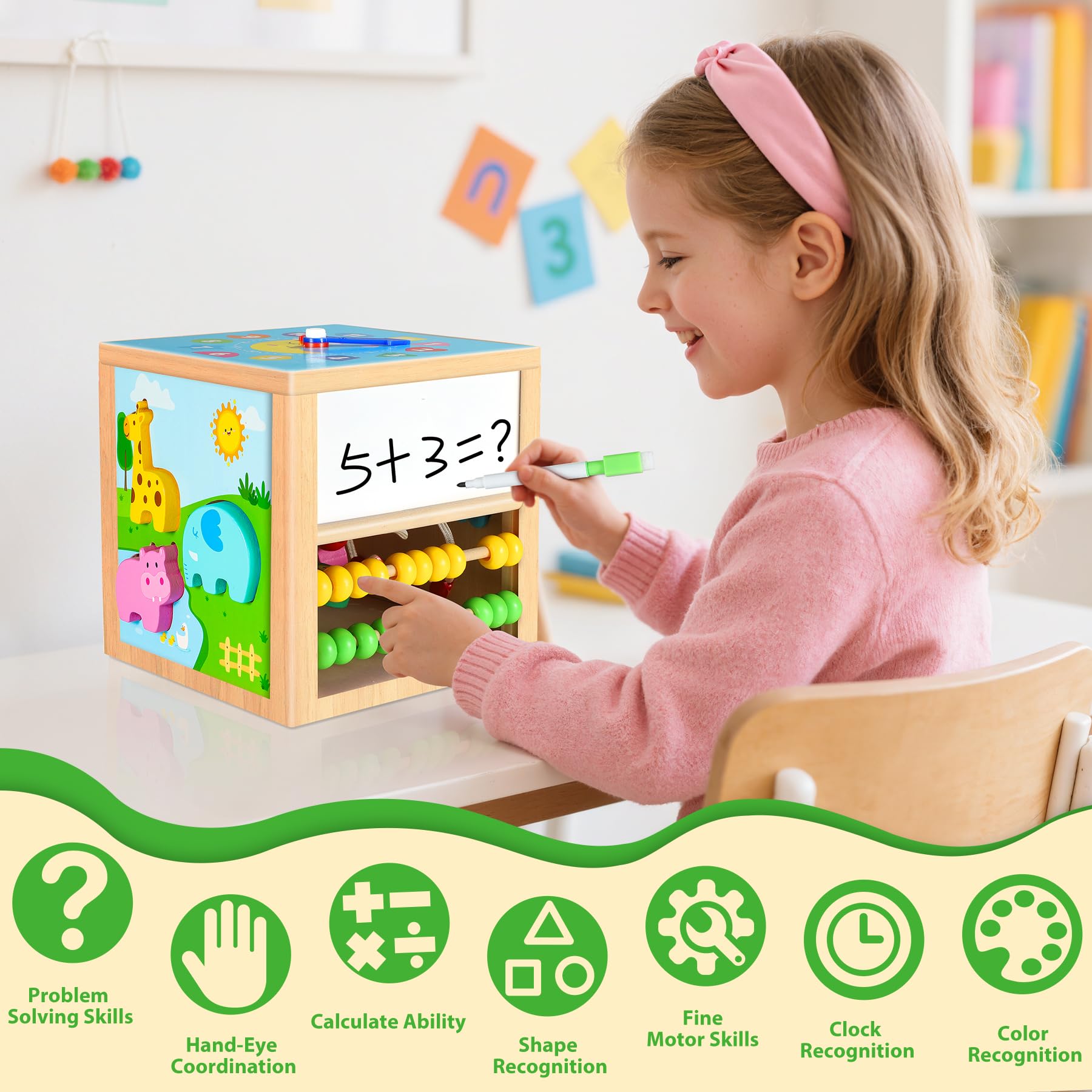 Jojoin Cubo di Abilità Motorie in Legno - Giochi Montessori 1 Anno Labirinto di Perline - Giochi Educativi Gioco di Smistamento Multiattivita Legno - Natale Compleanno Giochi Regalo Bambini 1 2 3
